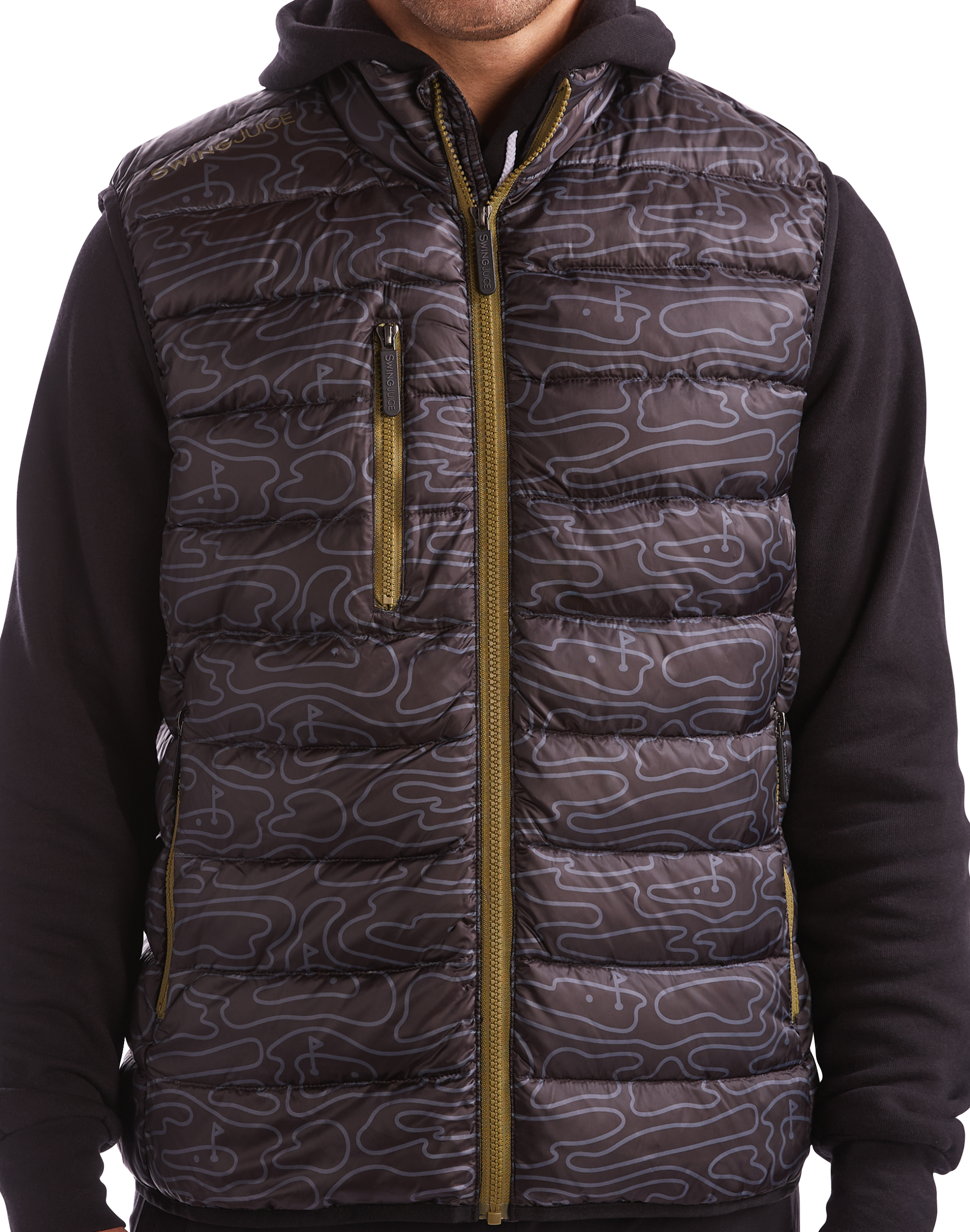 Swing Juice Golf Rhythmic Lines Men's Packable Puffer Vest
