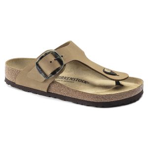 Birkenstock Gizeh Big Buckle Nubuck Leather Mud Green Sandals