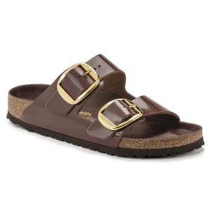 Birkenstock Arizona Big Buckle Natural Leather Patent High Shine Chocolate