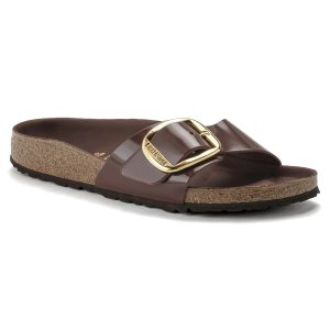 Birkenstock Madrid Big Buckle Natural Leather Patent Chocolate