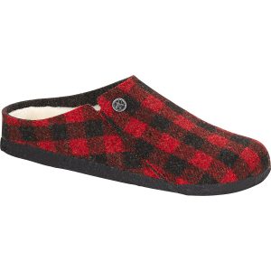 Birkenstock Zermatt Shearling Wool Felt Plaid Red