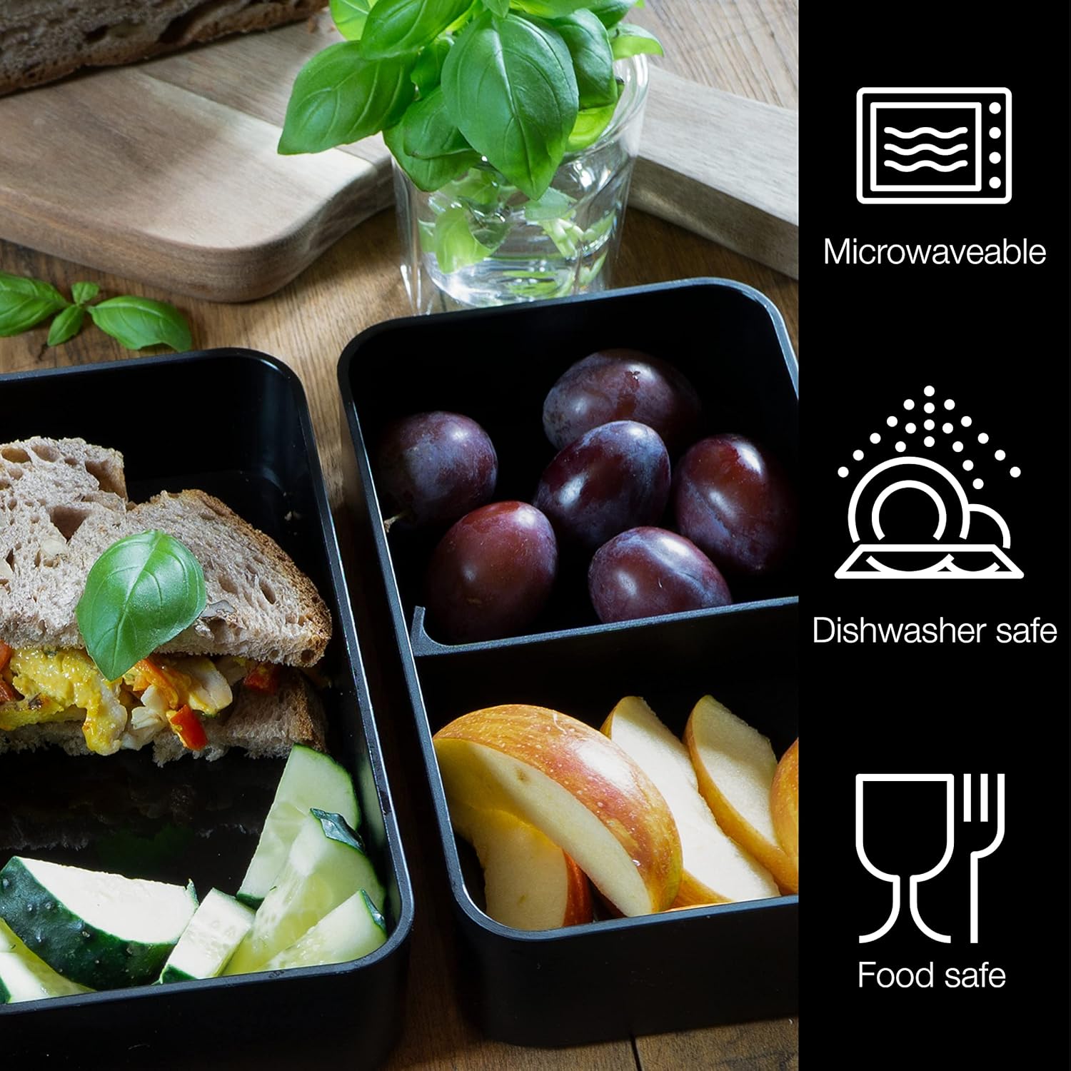 Moritz & Moritz Premium Bento Box for Adults Black ?C 2-Tier 46 oz Lunch Container Box with Bamboo Lid - Image 4