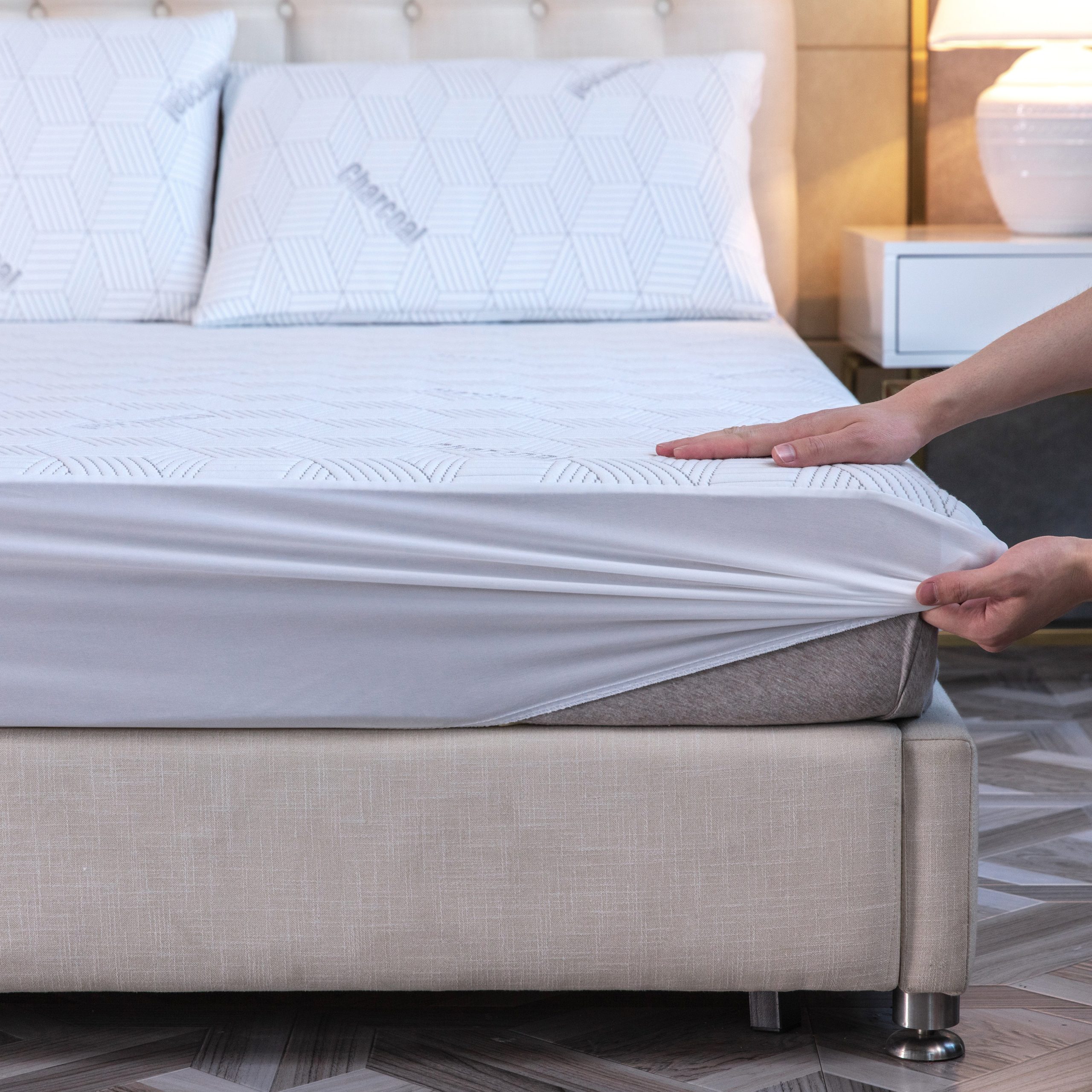 Bibb Home Bamboo Charcoal Infused Waterproof Mattress Pad - Image 3