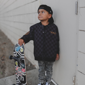 LITTLE RAD THINGS BOY'S WATERPROOF LETTERMAN JACKET