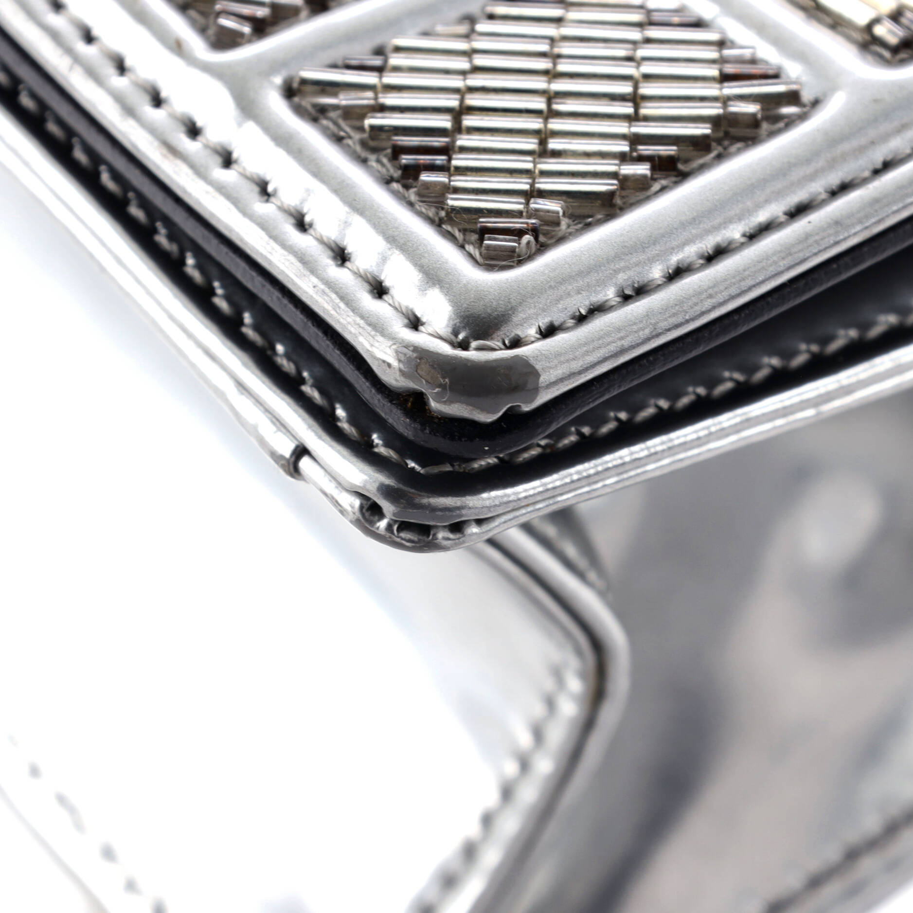 Pre-Loved Christian Dior Diorama Flap Bag Beaded Leather Small - Image 8