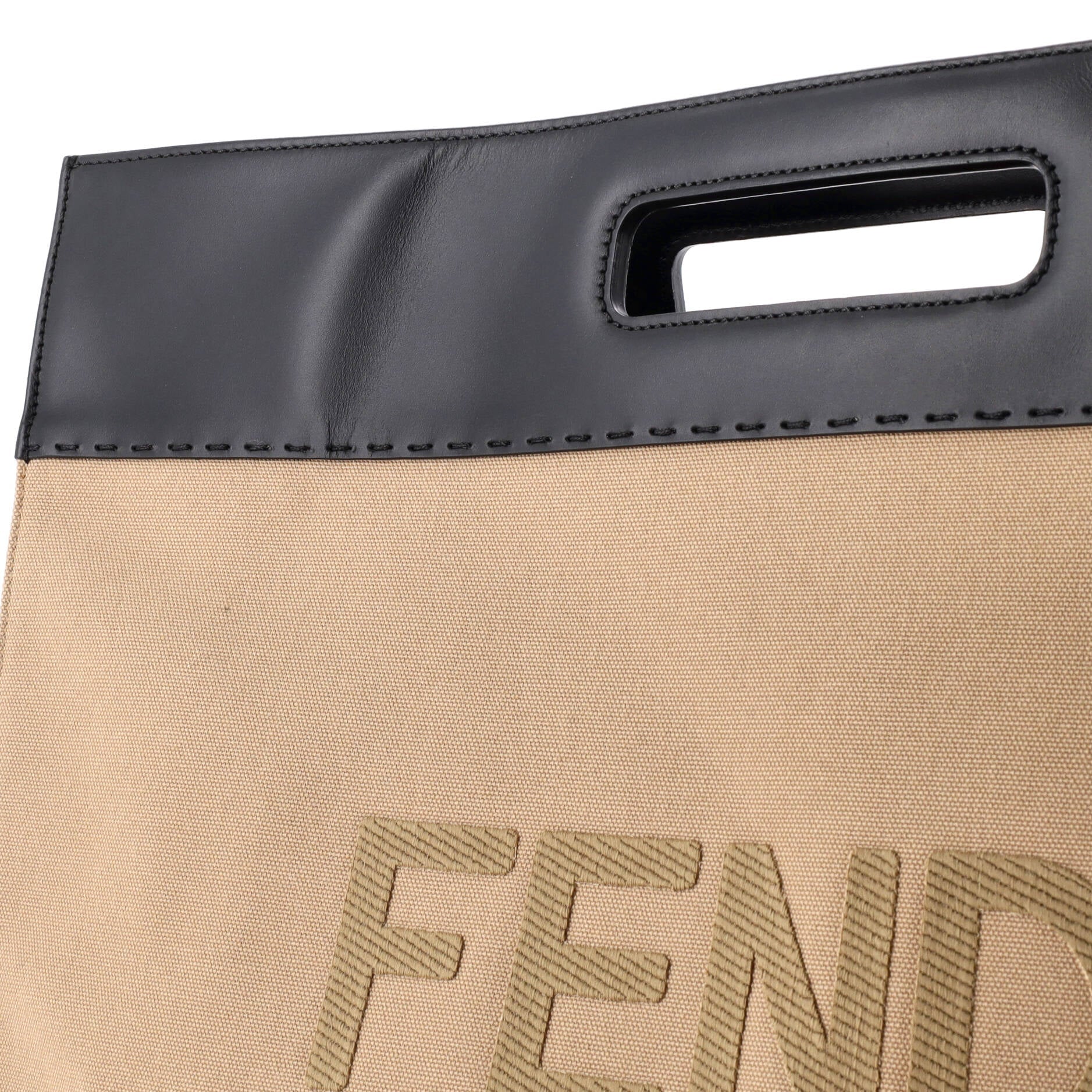 Pre-Loved Fendi Cut Out Handle Shopper Tote Canvas Large - Image 8