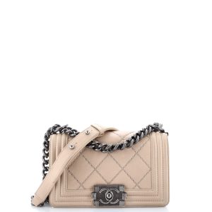 Pre-Loved Chanel Stitch Boy Flap Bag Quilted Calfskin Small