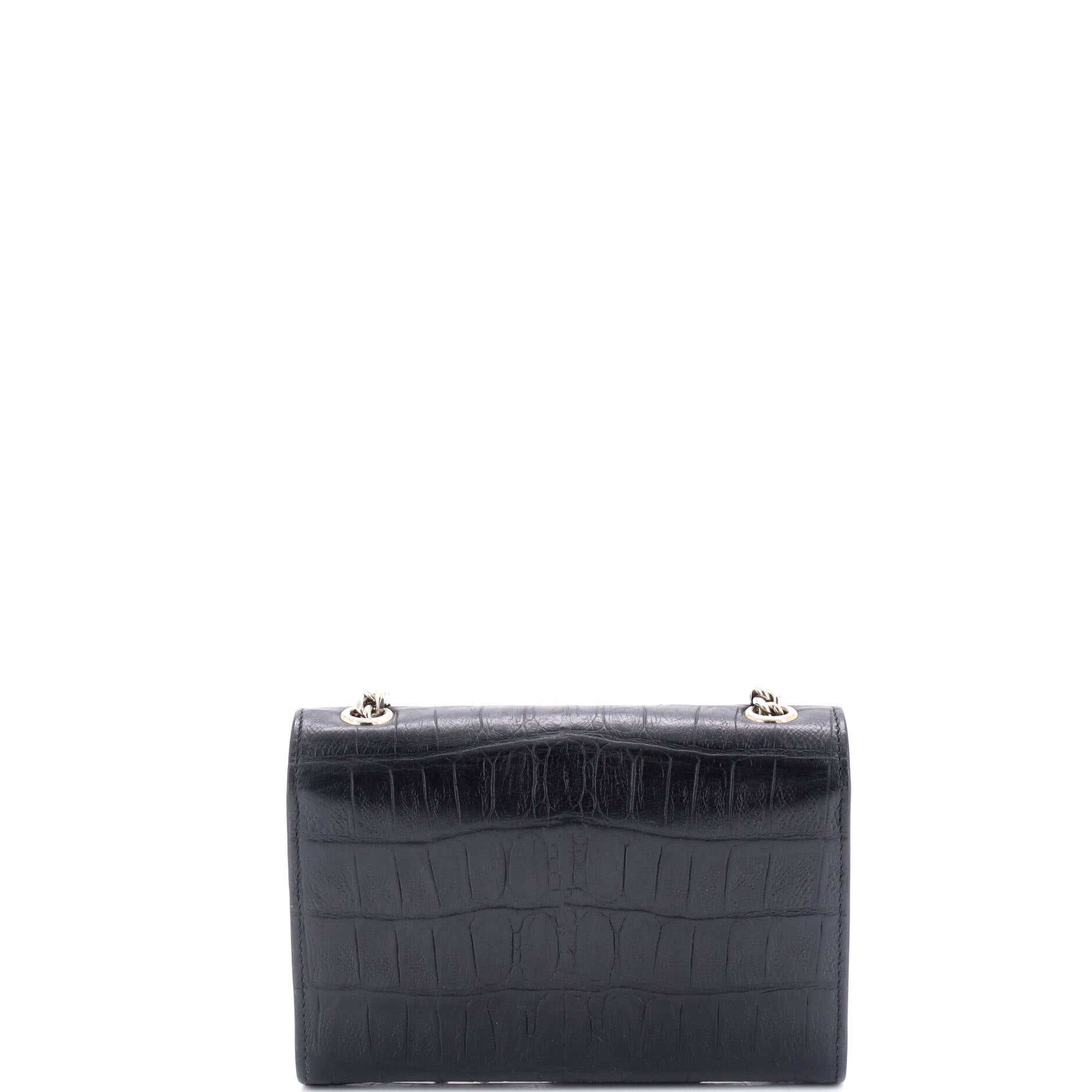 Pre-Loved Saint Laurent Classic Monogram Tassel Crossbody Bag Crocodile Embossed Leather Small - Image 3