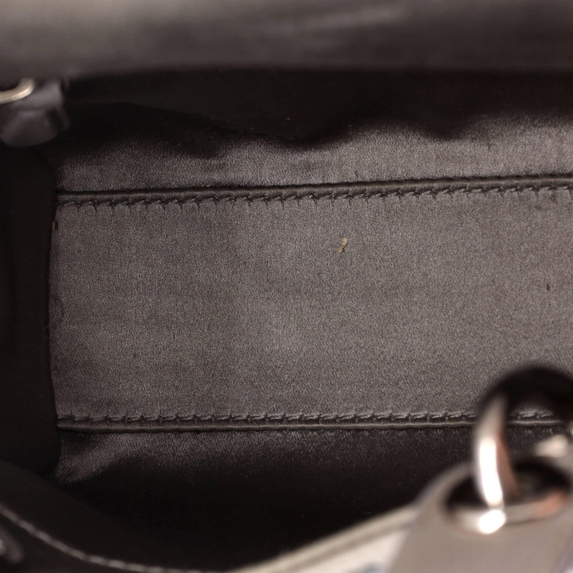 Pre-Loved Christian Dior Lady Dior Bag Crystal Embellished Cannage Quilt Satin Mini - Image 5