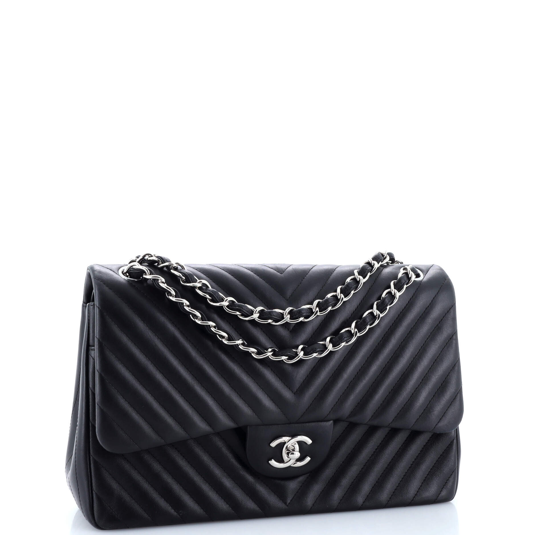 Pre-Loved Chanel Classic Double Flap Bag Chevron Lambskin Jumbo - Image 3