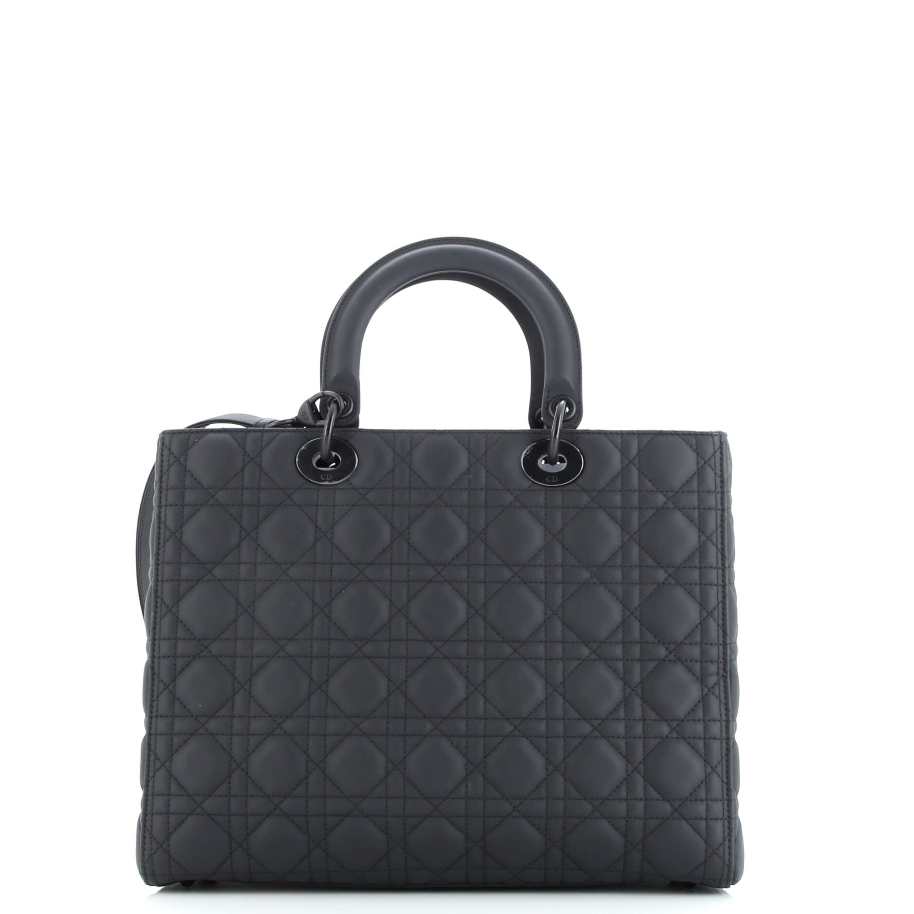Pre-Loved Christian Dior Ultra Matte Lady Dior Bag Cannage Quilt Calfskin Large - Image 5