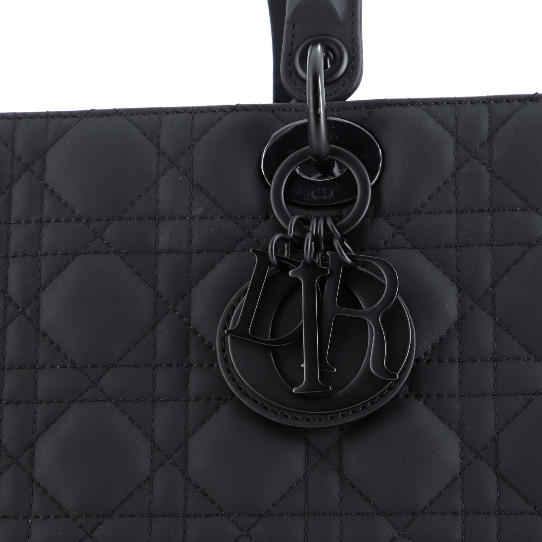 Pre-Loved Christian Dior Ultra Matte Lady Dior Bag Cannage Quilt Calfskin Large - Image 11