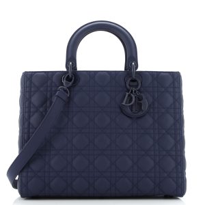 Pre-Loved Christian Dior Ultra Matte Lady Dior Bag Cannage Quilt Calfskin Large