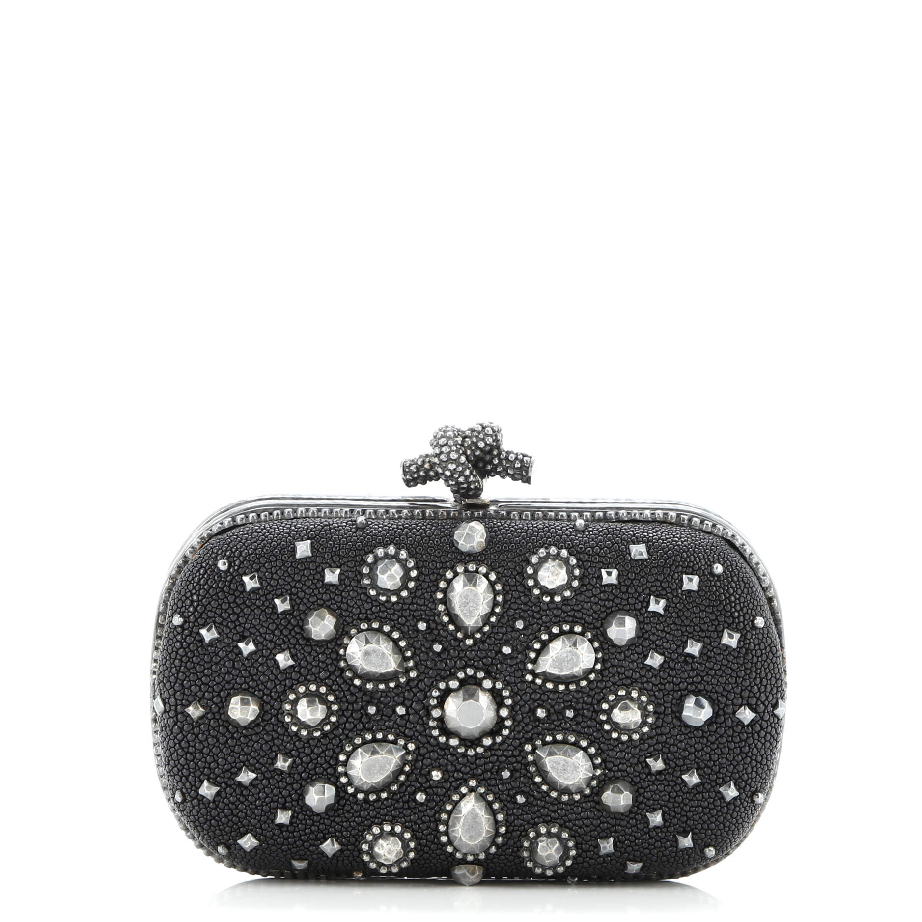Pre-Loved Bottega Veneta Box Knot Clutch Embellished Stingray Small