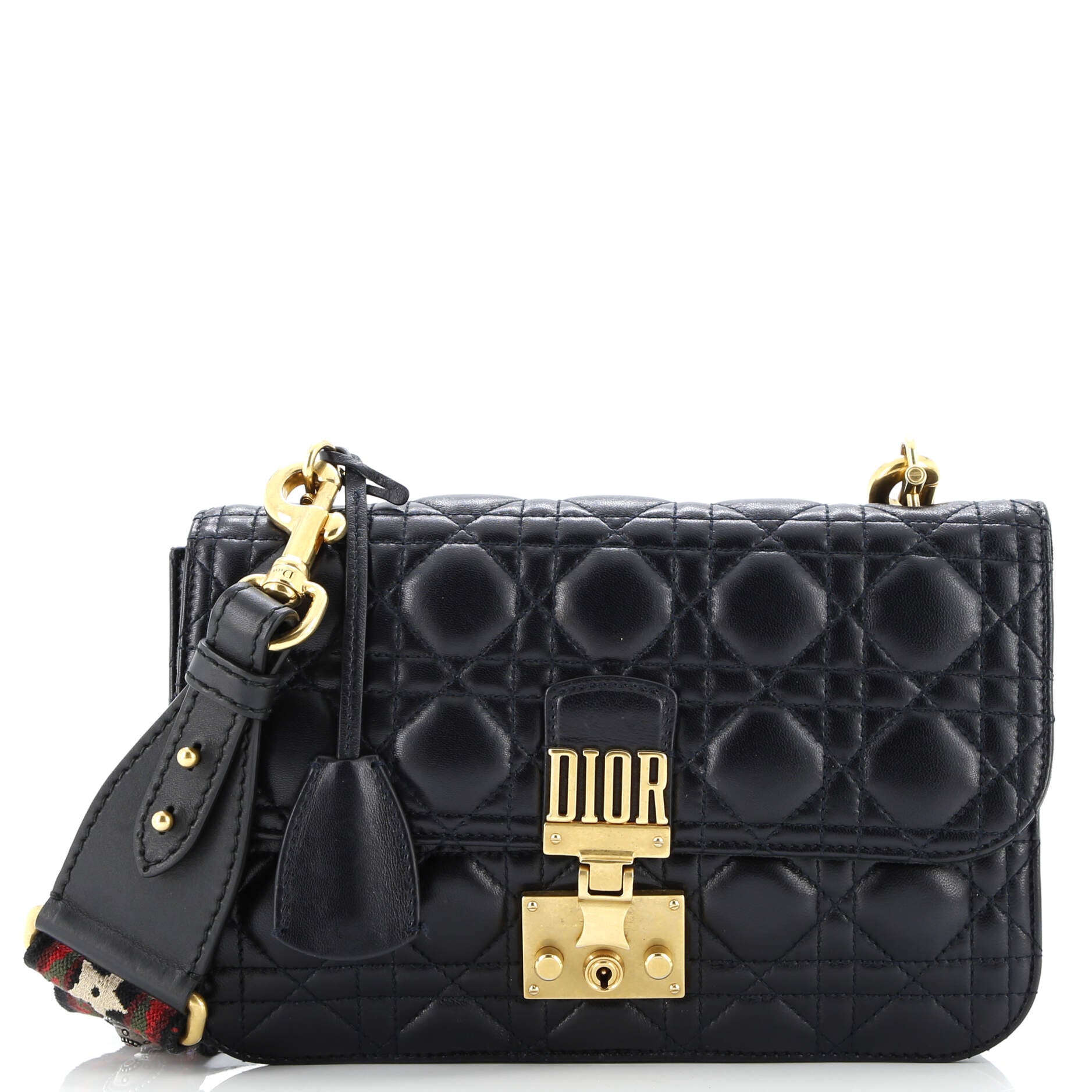 Pre-Loved Christian Dior Dioraddict Flap Bag with Strap Cannage Quilt Lambskin Medium - Image 2