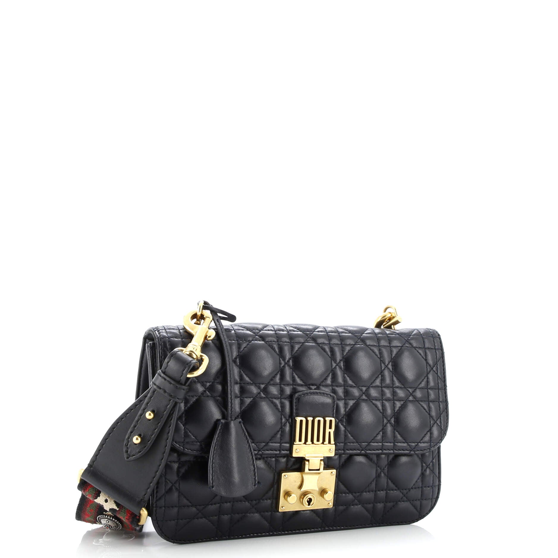Pre-Loved Christian Dior Dioraddict Flap Bag with Strap Cannage Quilt Lambskin Medium - Image 4