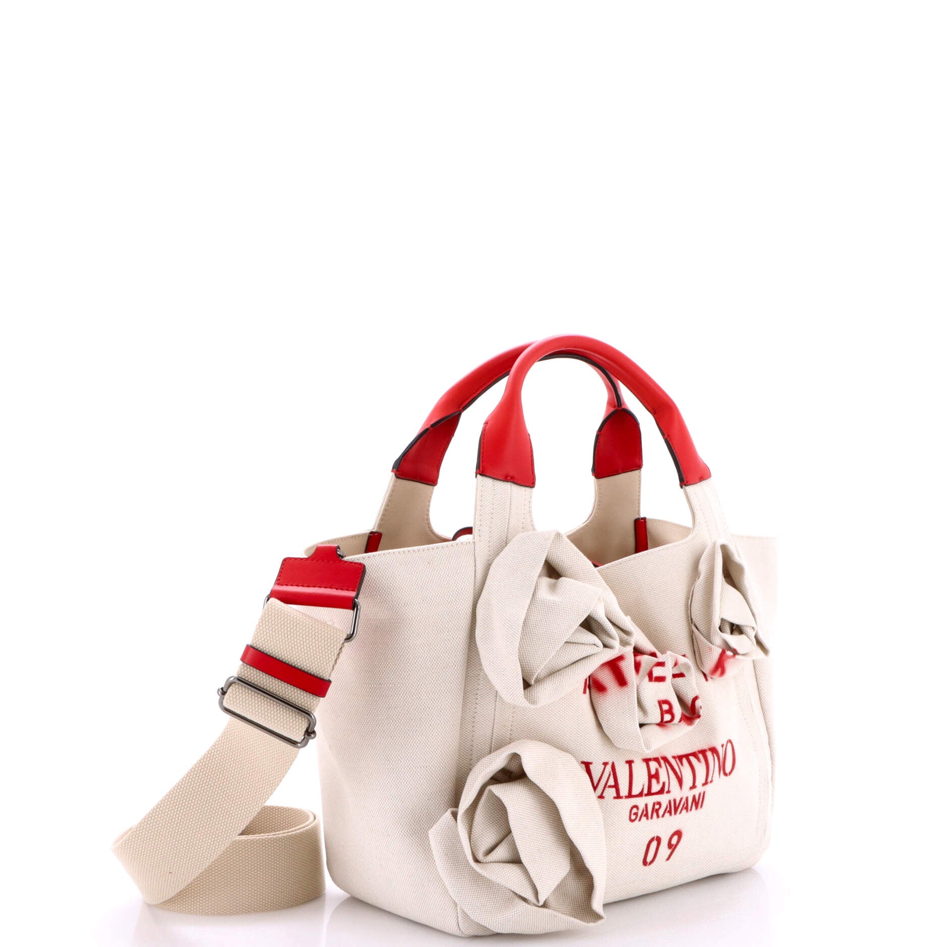 Pre-Loved Valentino Rose Blossom Atelier Bag Canvas Medium - Image 3