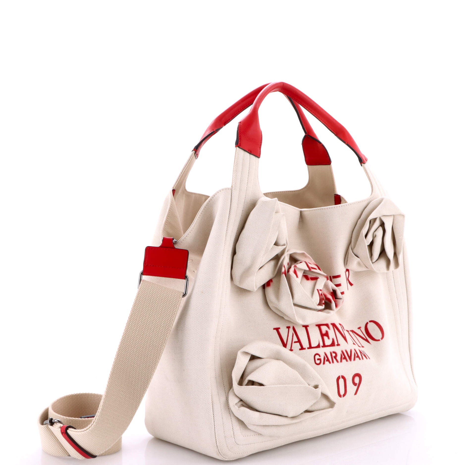 Pre-Loved Valentino Rose Blossom Atelier Bag Canvas Large - Image 3