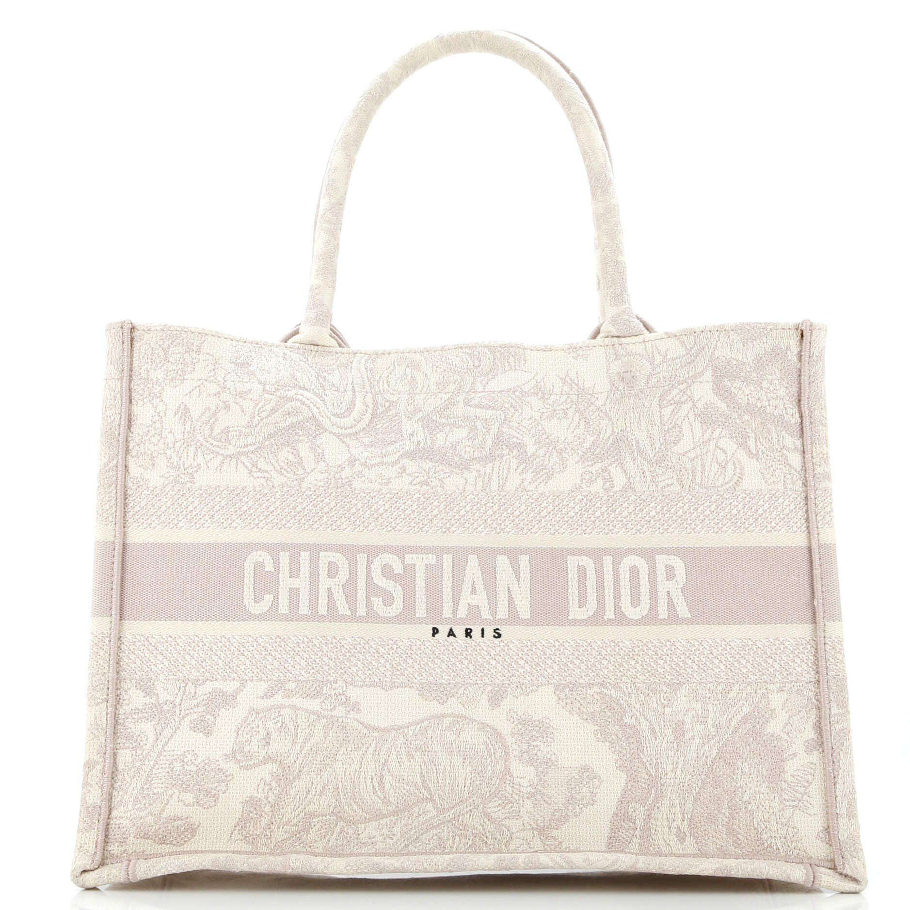 Pre-Loved Christian Dior Book Tote Embroidered Canvas Medium