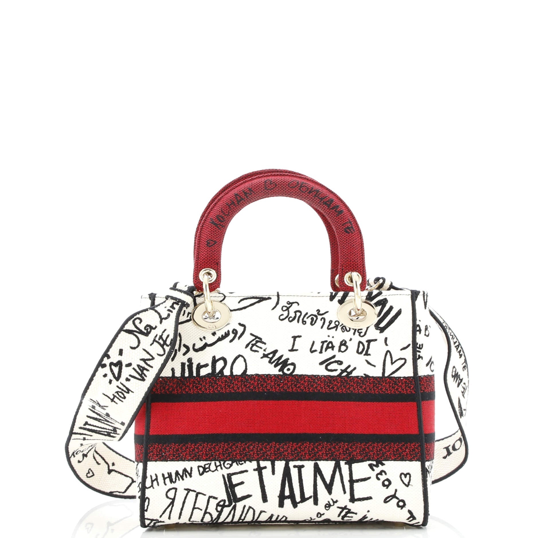 Pre-Loved Christian Dior Lady D-Lite Bag Embroidered Canvas Medium - Image 3