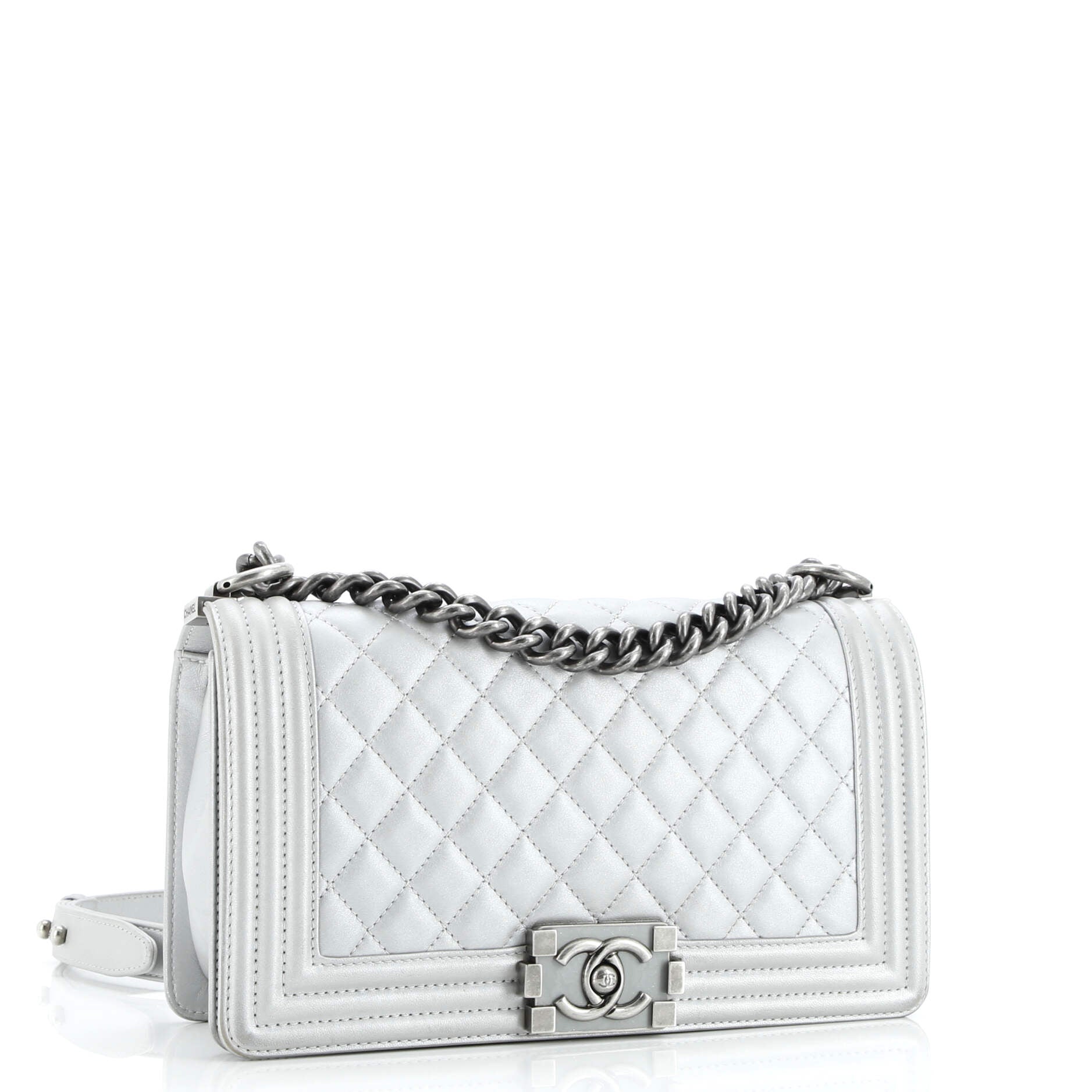 Pre-Loved Chanel Boy Flap Bag Quilted Calfskin Old Medium - Image 2