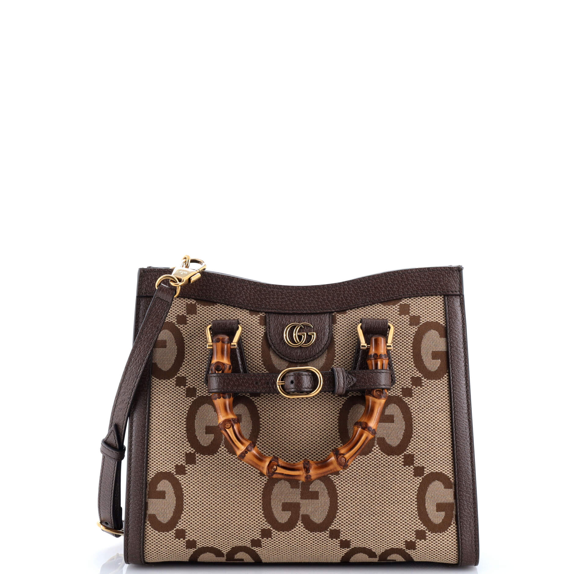 Pre-Loved Gucci Diana NM Bamboo Handle Tote Jumbo GG Canvas Small