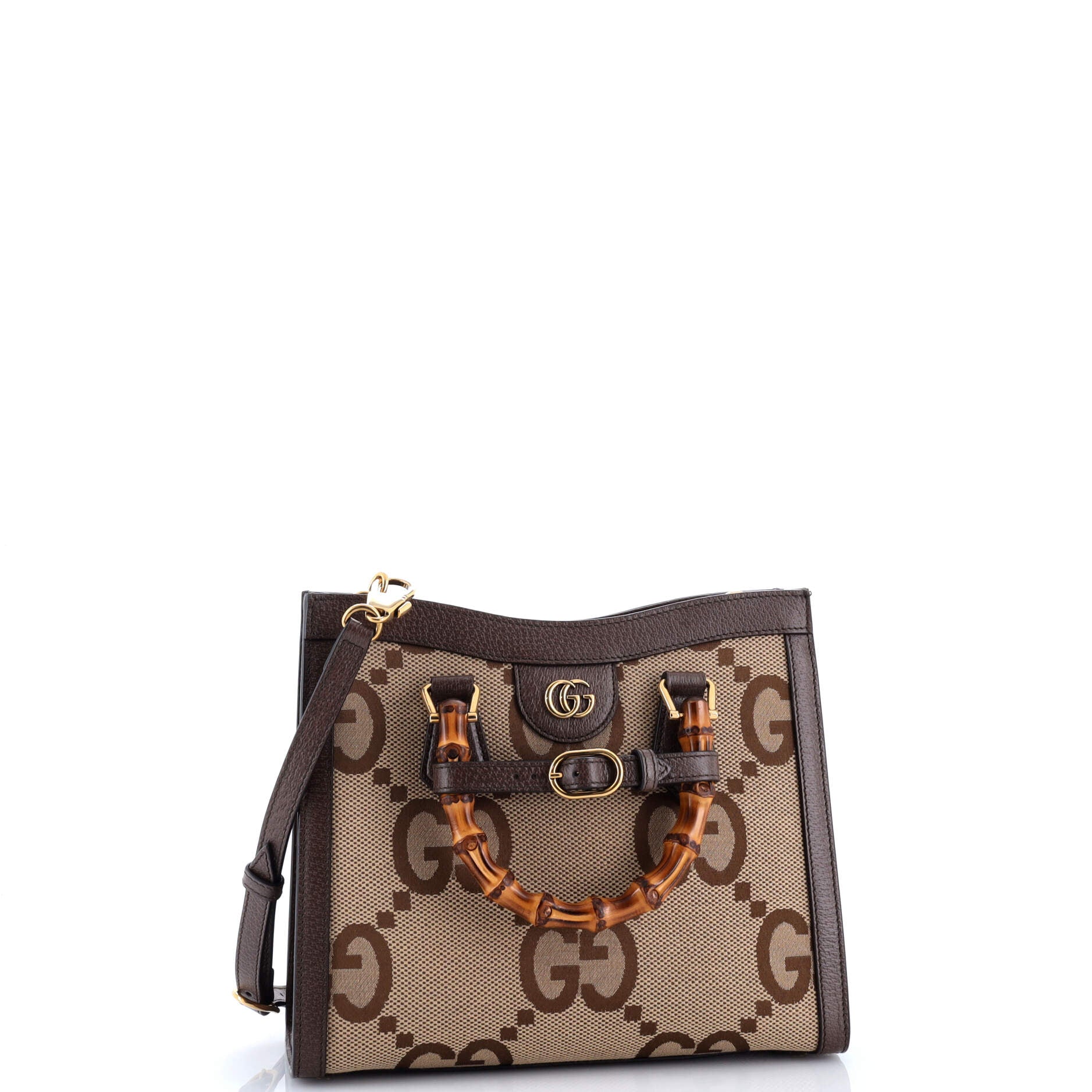 Pre-Loved Gucci Diana NM Bamboo Handle Tote Jumbo GG Canvas Small - Image 2