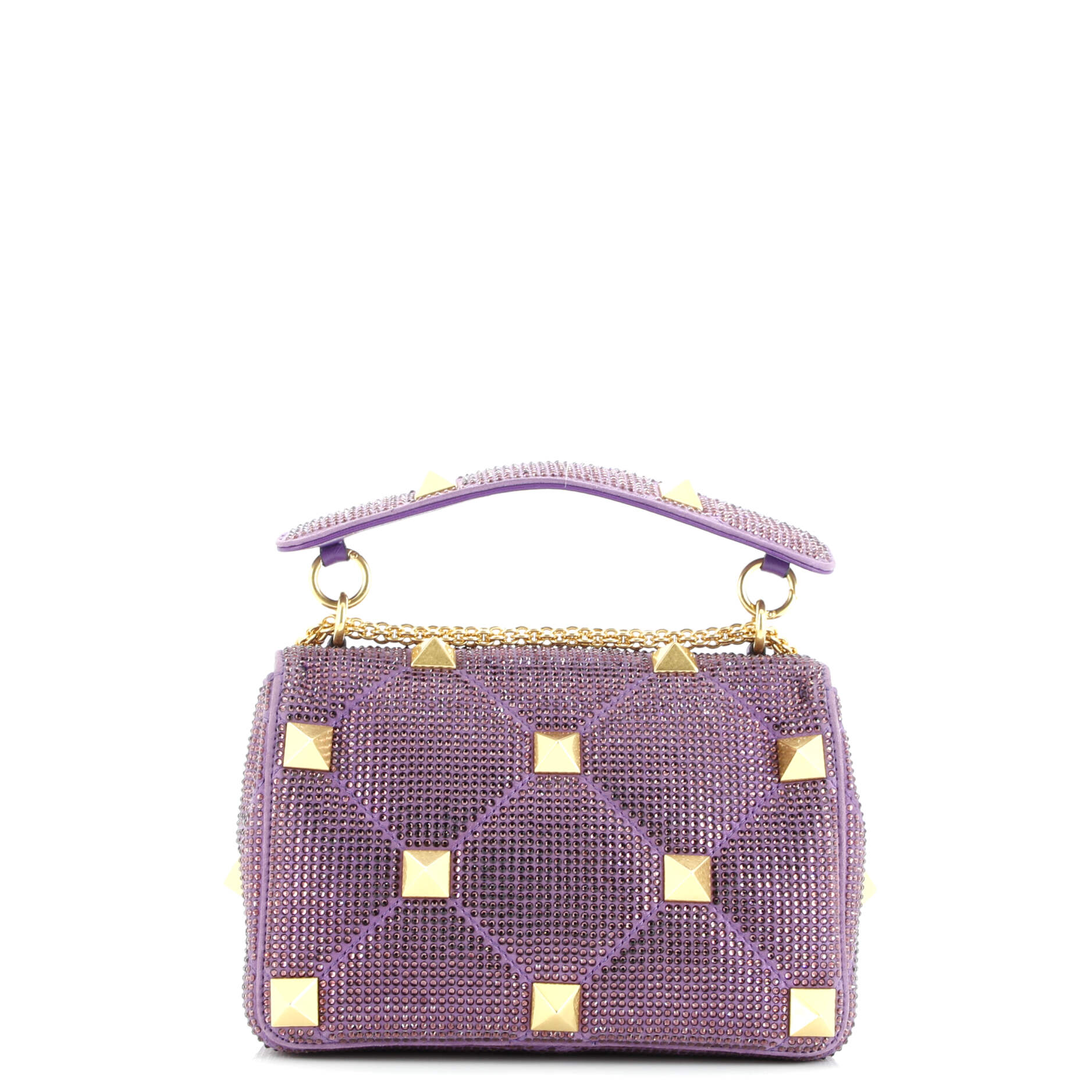 Pre-Loved Valentino Roman Stud Flap Bag Embellished Suede Medium - Image 3