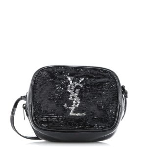 Pre-Loved Saint Laurent Classic Monogram Blogger Crossbody Bag Sequins and Patent Small