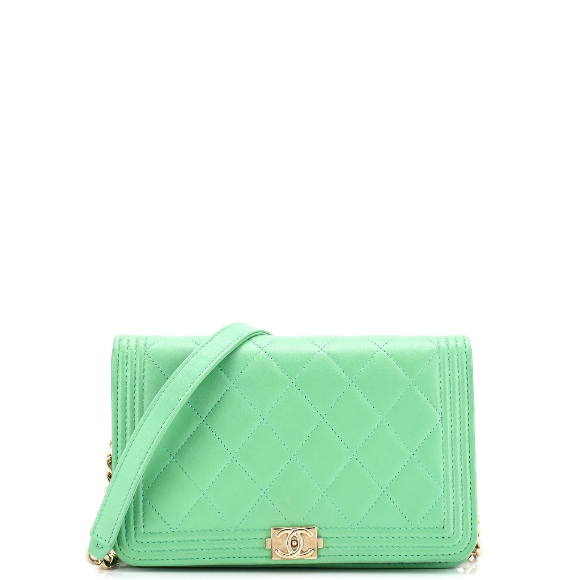 Pre-Loved Chanel Boy Wallet on Chain Quilted Lambskin