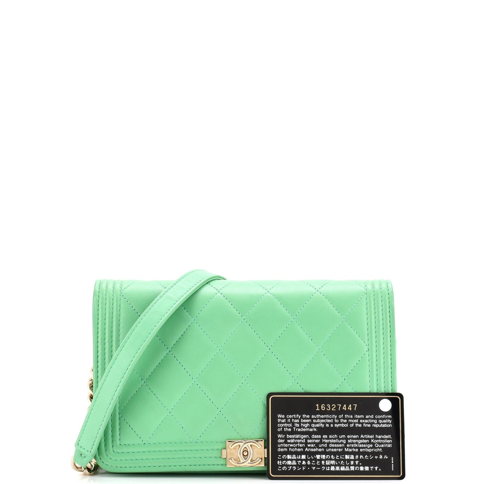 Pre-Loved Chanel Boy Wallet on Chain Quilted Lambskin - Image 2