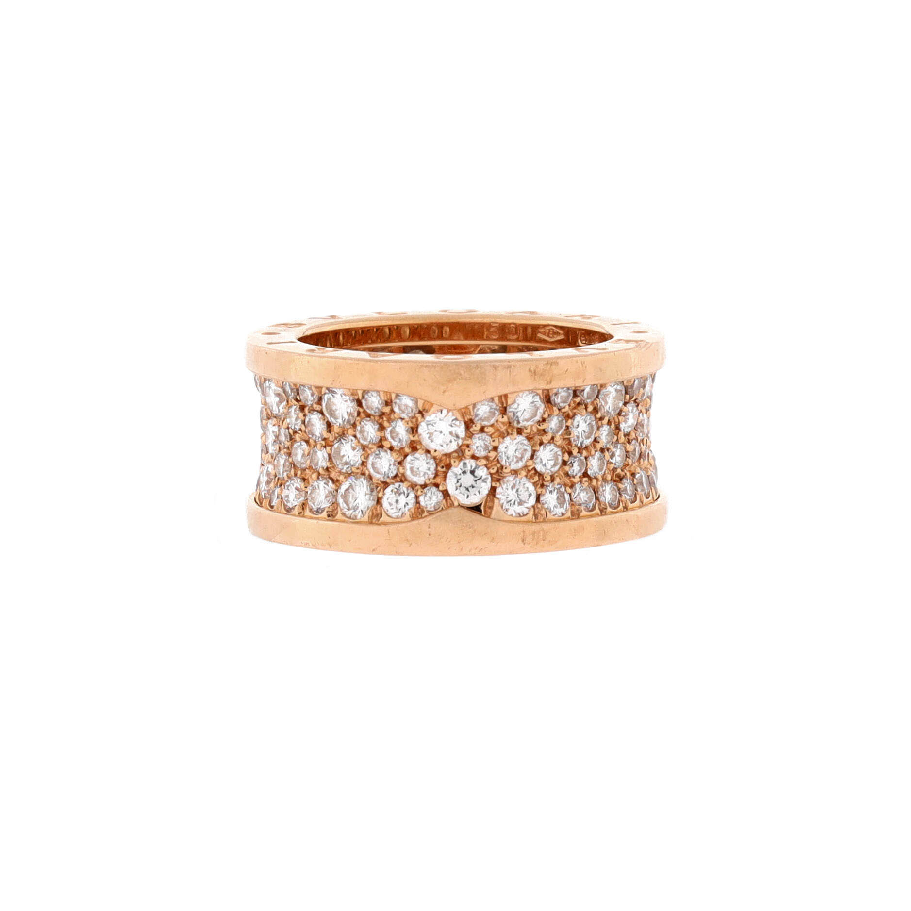 Pre-Loved Bvlgari B.Zero1 Ring 18K Rose Gold with Pave Diamonds