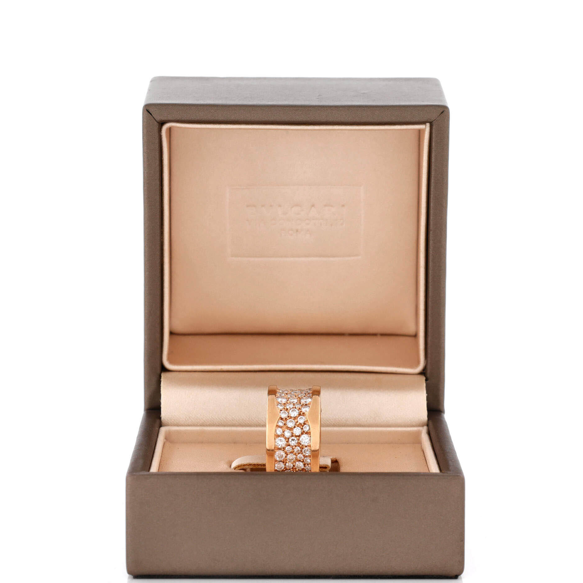 Pre-Loved Bvlgari B.Zero1 Ring 18K Rose Gold with Pave Diamonds - Image 2