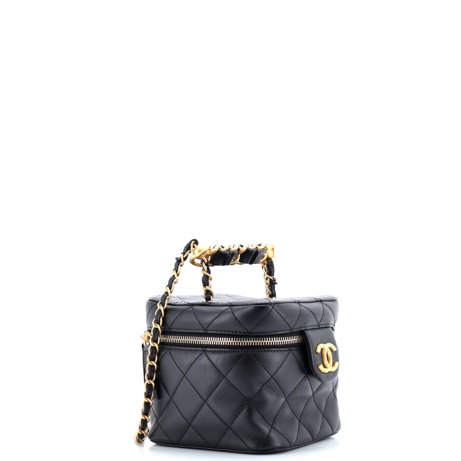 Pre-Loved Chanel Chain Bar Vanity Case with Chain Quilted Calfskin Small - Image 2