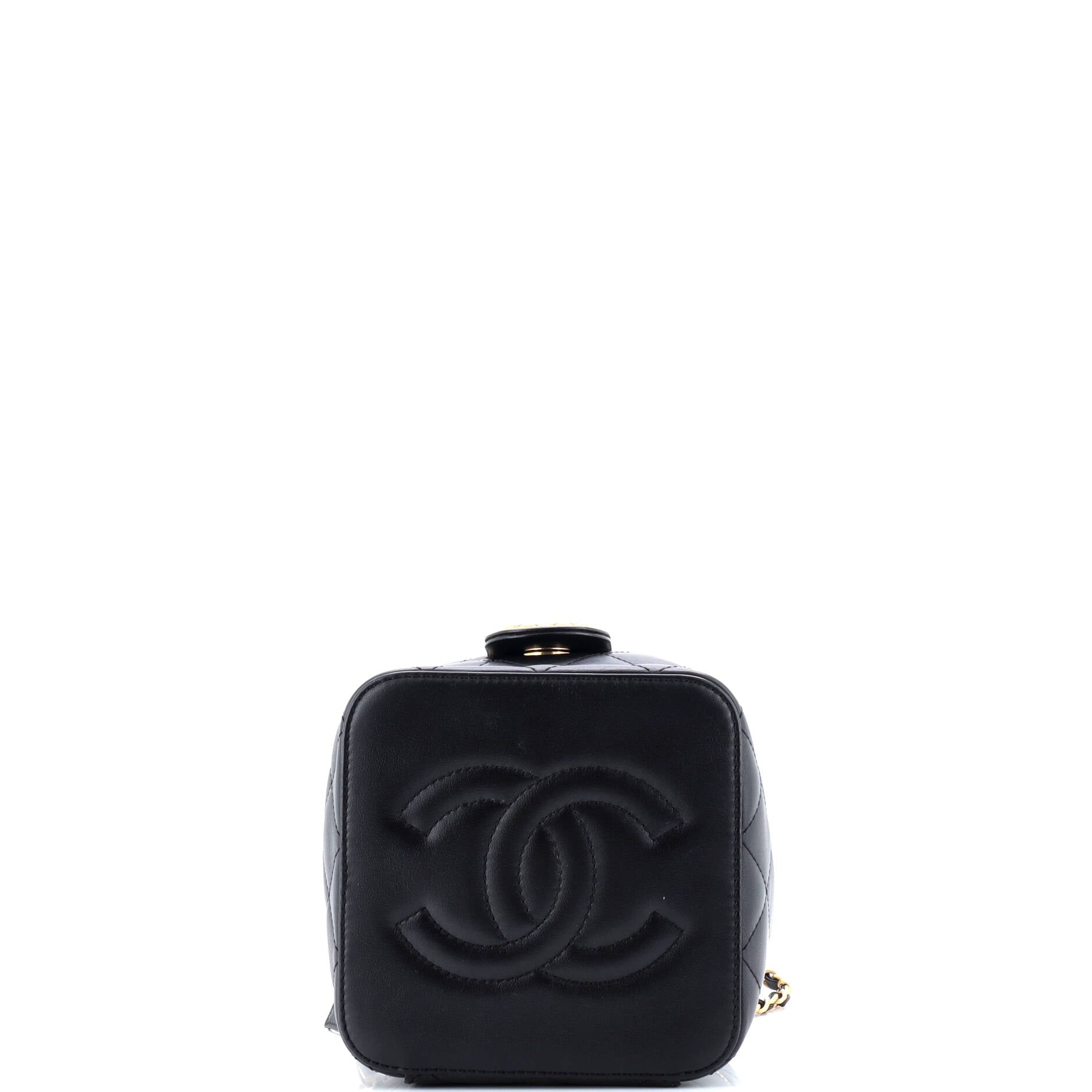 Pre-Loved Chanel Chain Bar Vanity Case with Chain Quilted Calfskin Small - Image 4