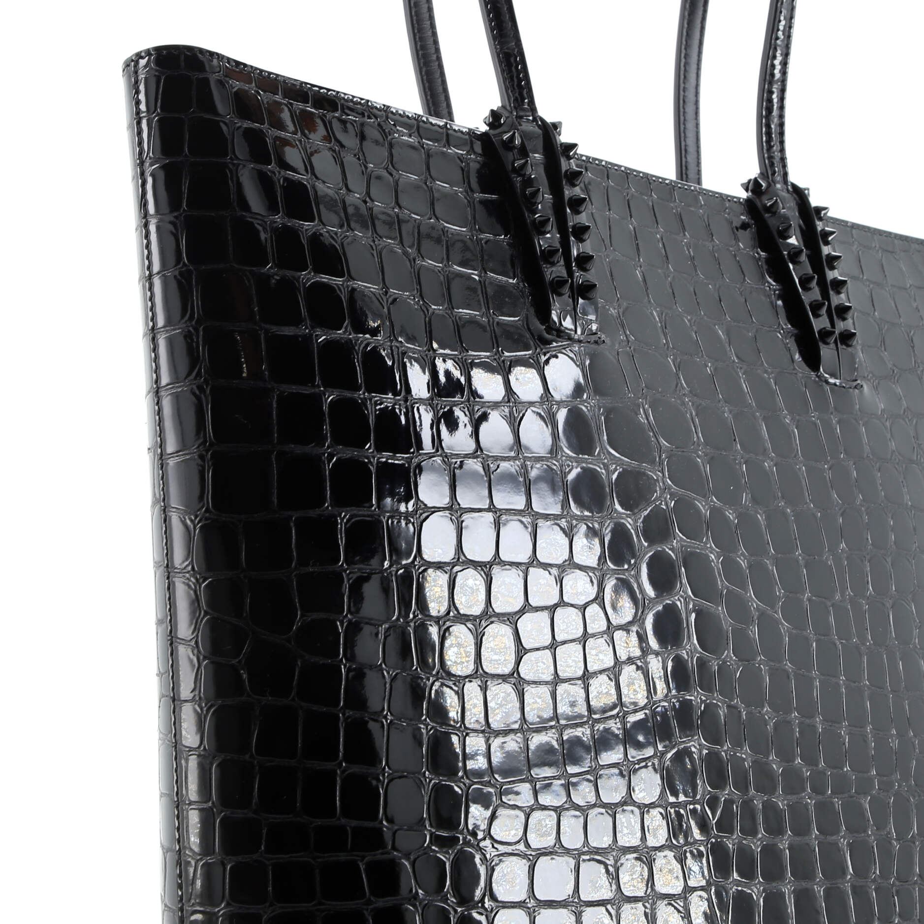 Pre-Loved Christian Louboutin Cabata North South Zipped Tote Crocodile Embossed Leather - Image 6