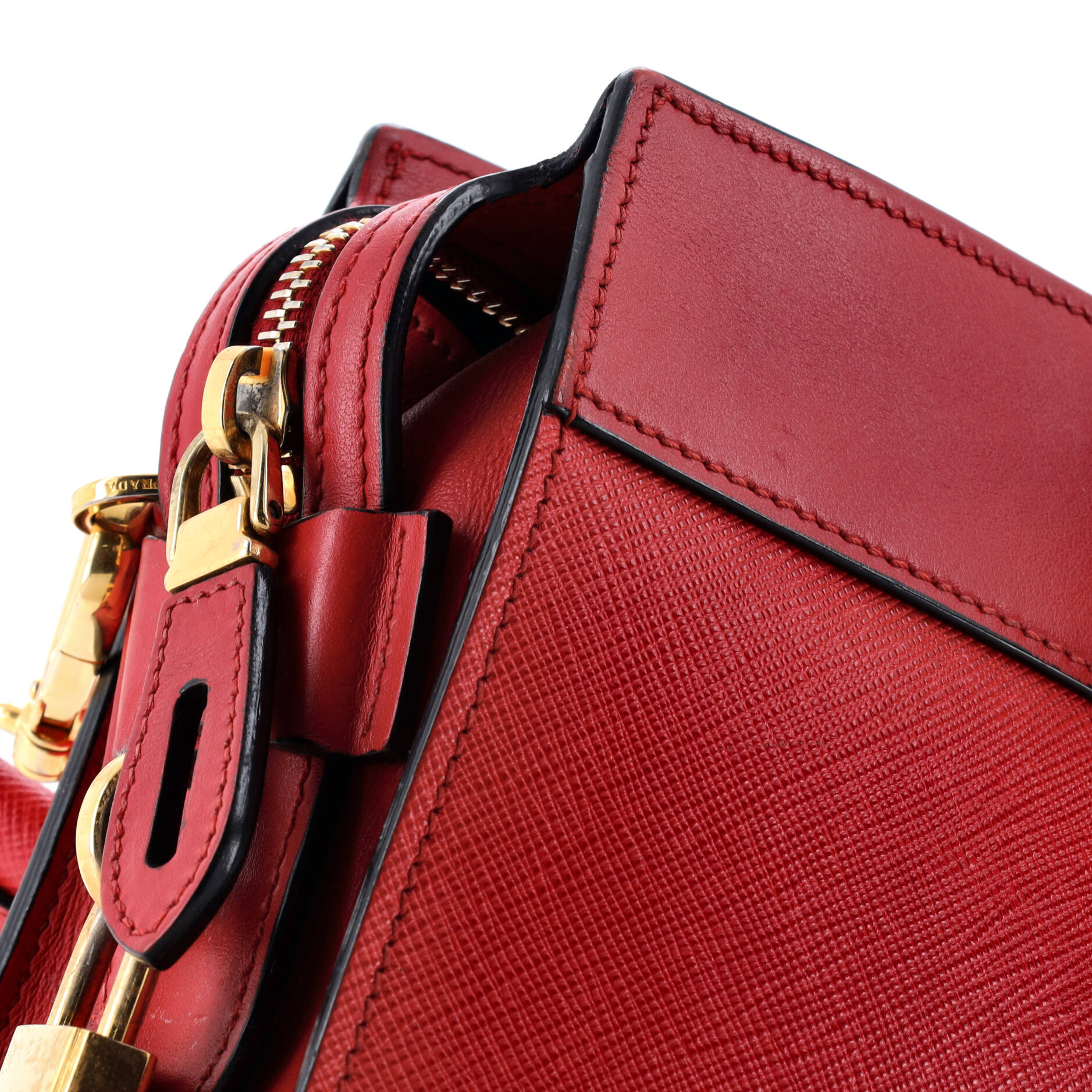 Pre-Loved Prada Esplanade Crossbody Bag Saffiano with City Calf Small - Image 6