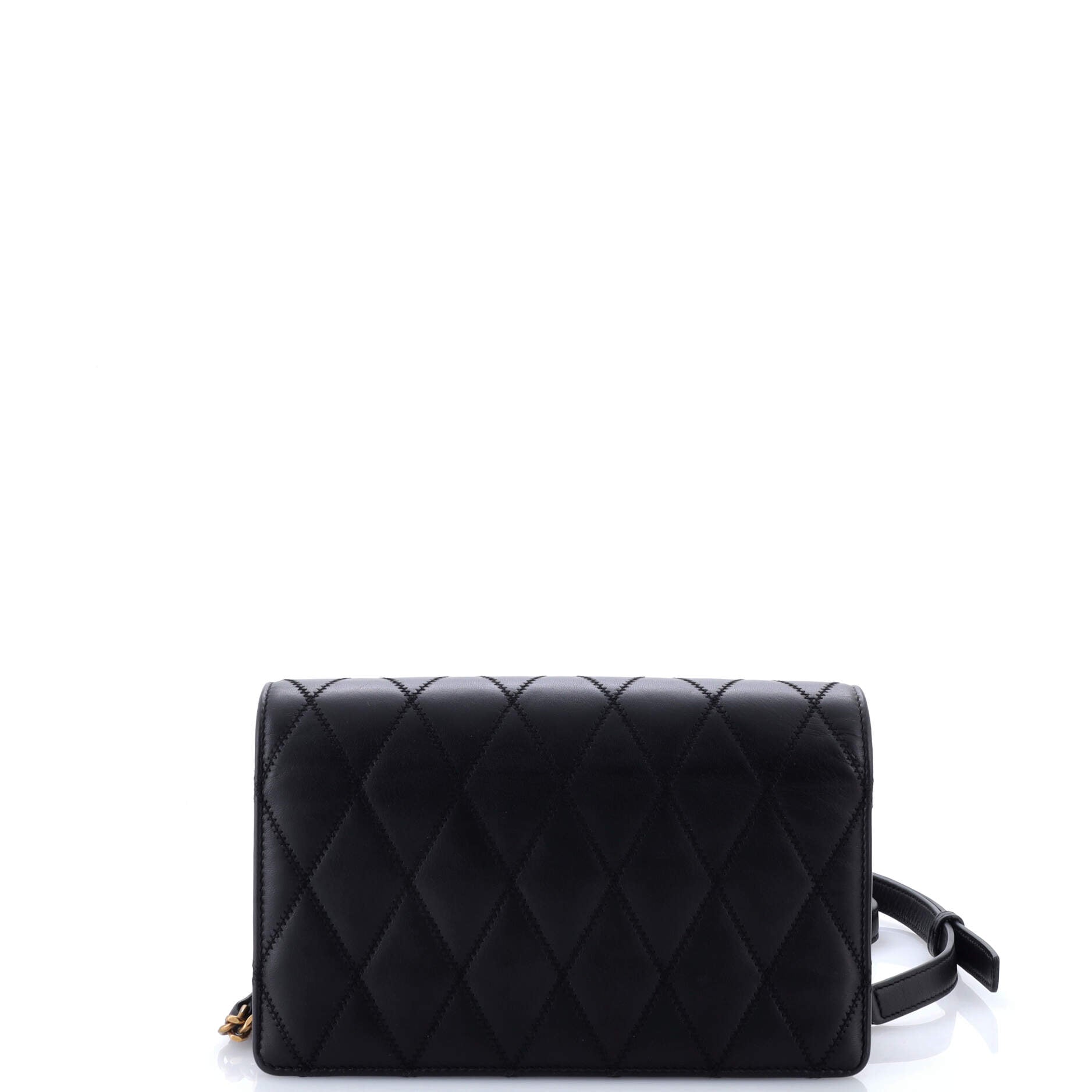 Pre-Loved Saint Laurent Angie Chain Shoulder Bag Quilted Leather Small - Image 3