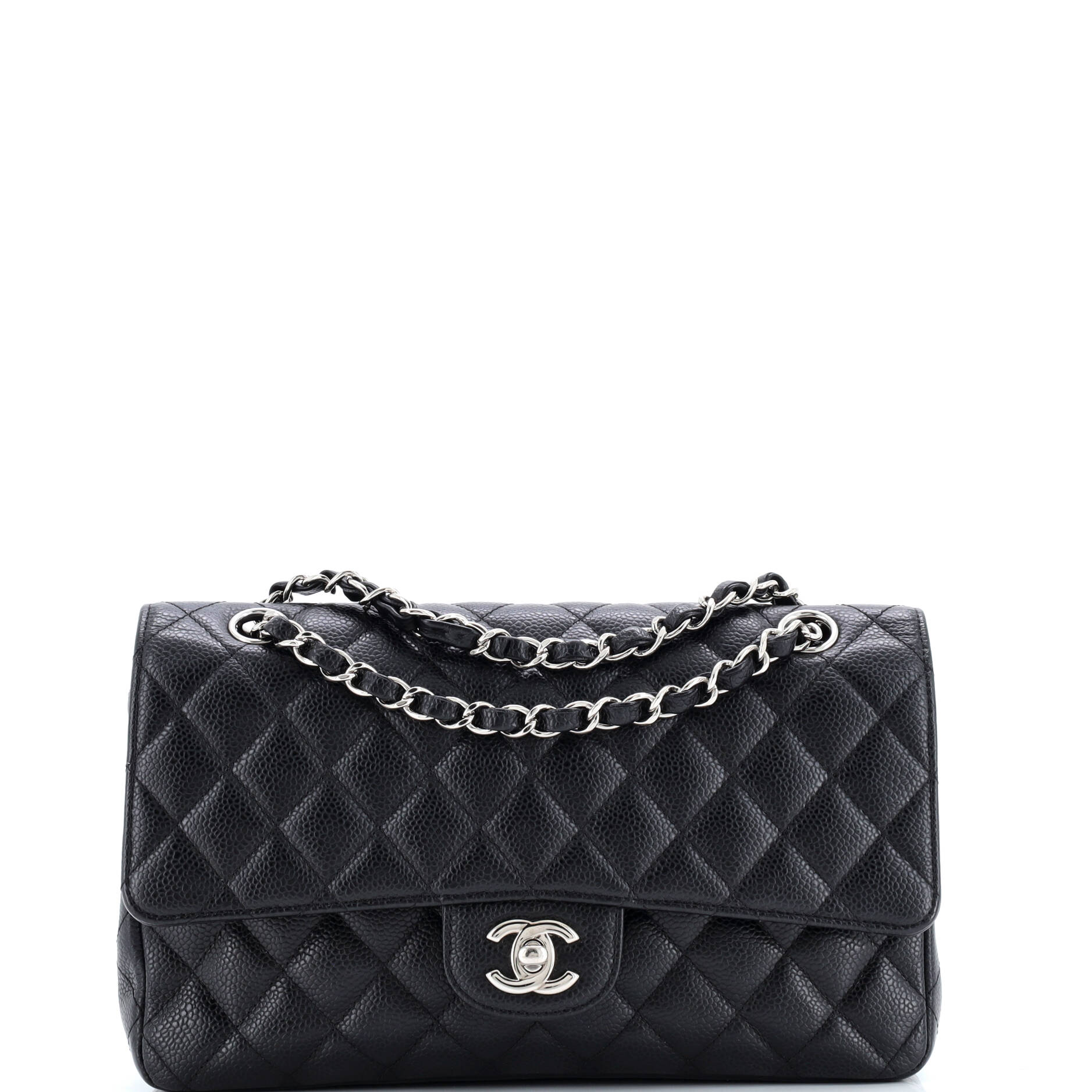 Pre-Loved Chanel Classic Double Flap Bag Quilted Caviar Medium