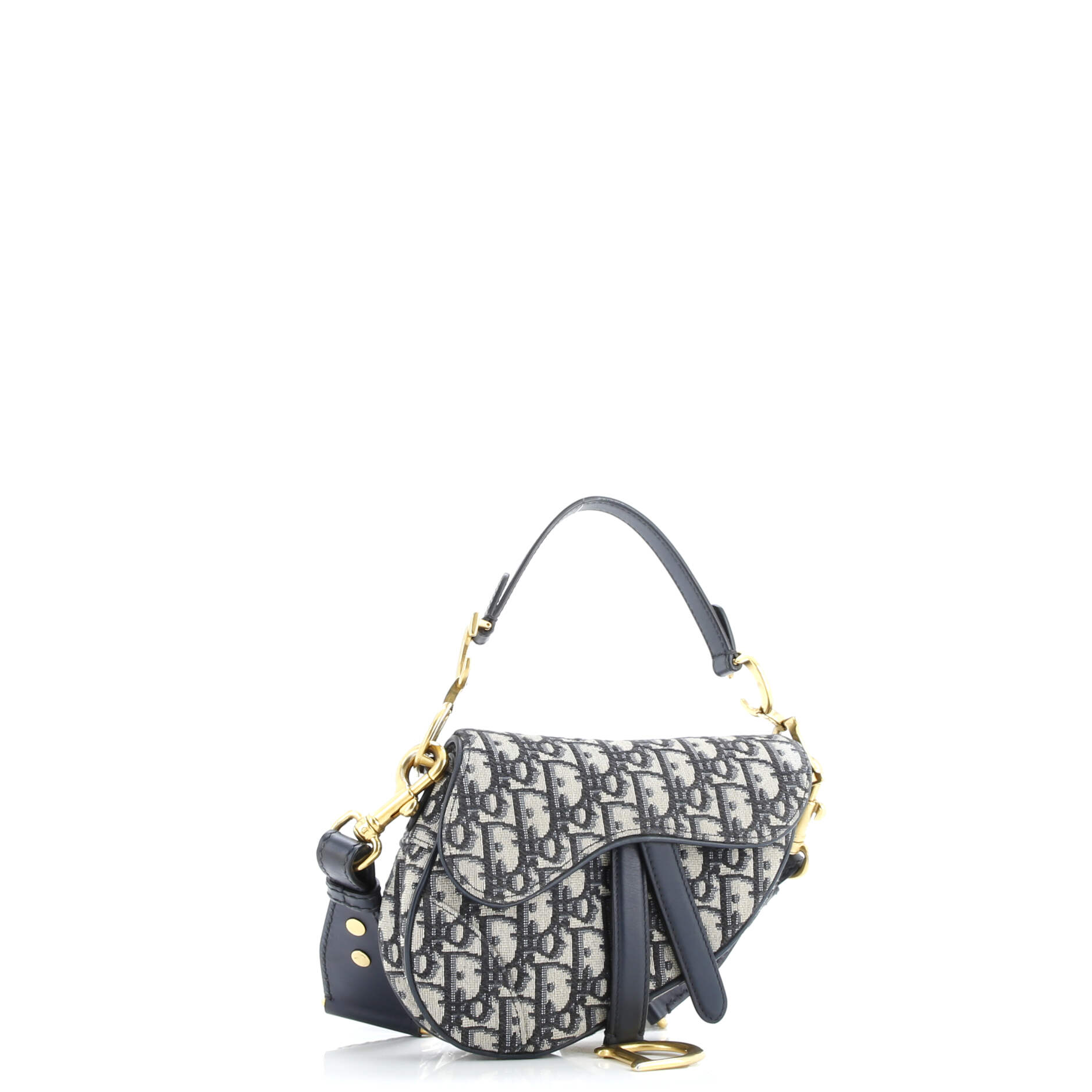 Pre-Loved Christian Dior Saddle Handbag with Strap Oblique Canvas Mini - Image 2