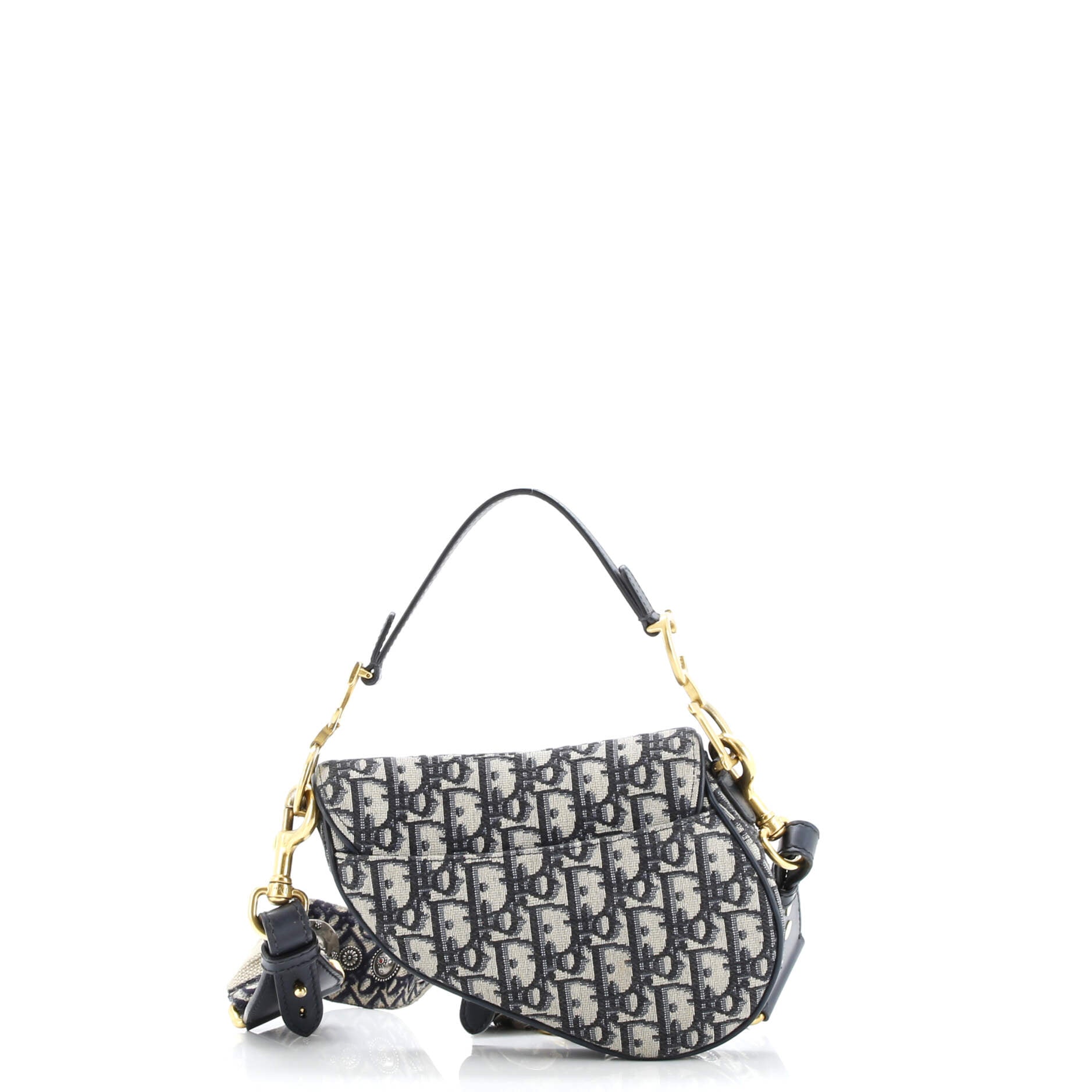 Pre-Loved Christian Dior Saddle Handbag with Strap Oblique Canvas Mini - Image 3