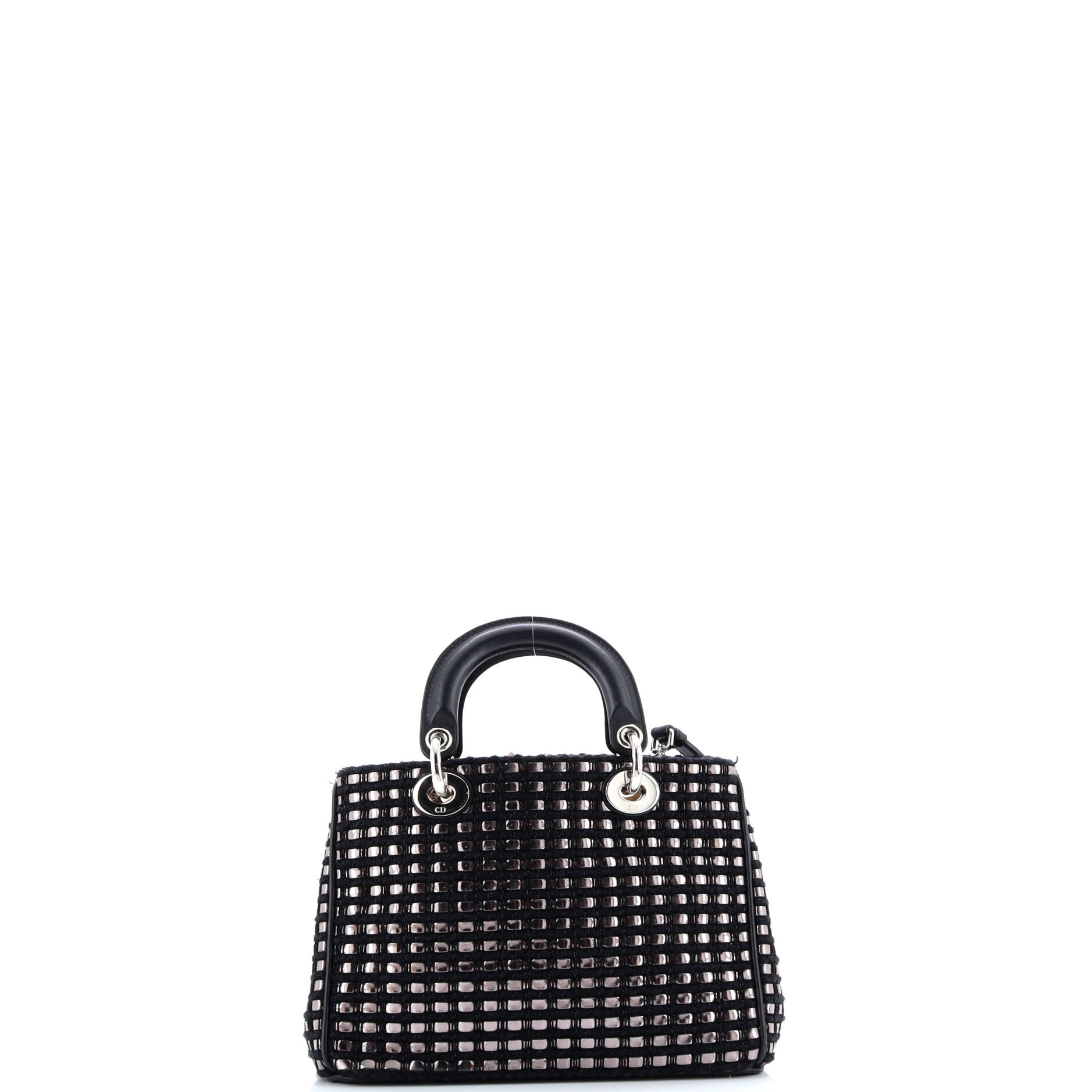 Pre-Loved Christian Dior Diorissimo Tote Patch Embellished Metallic Tweed Mini - Image 3