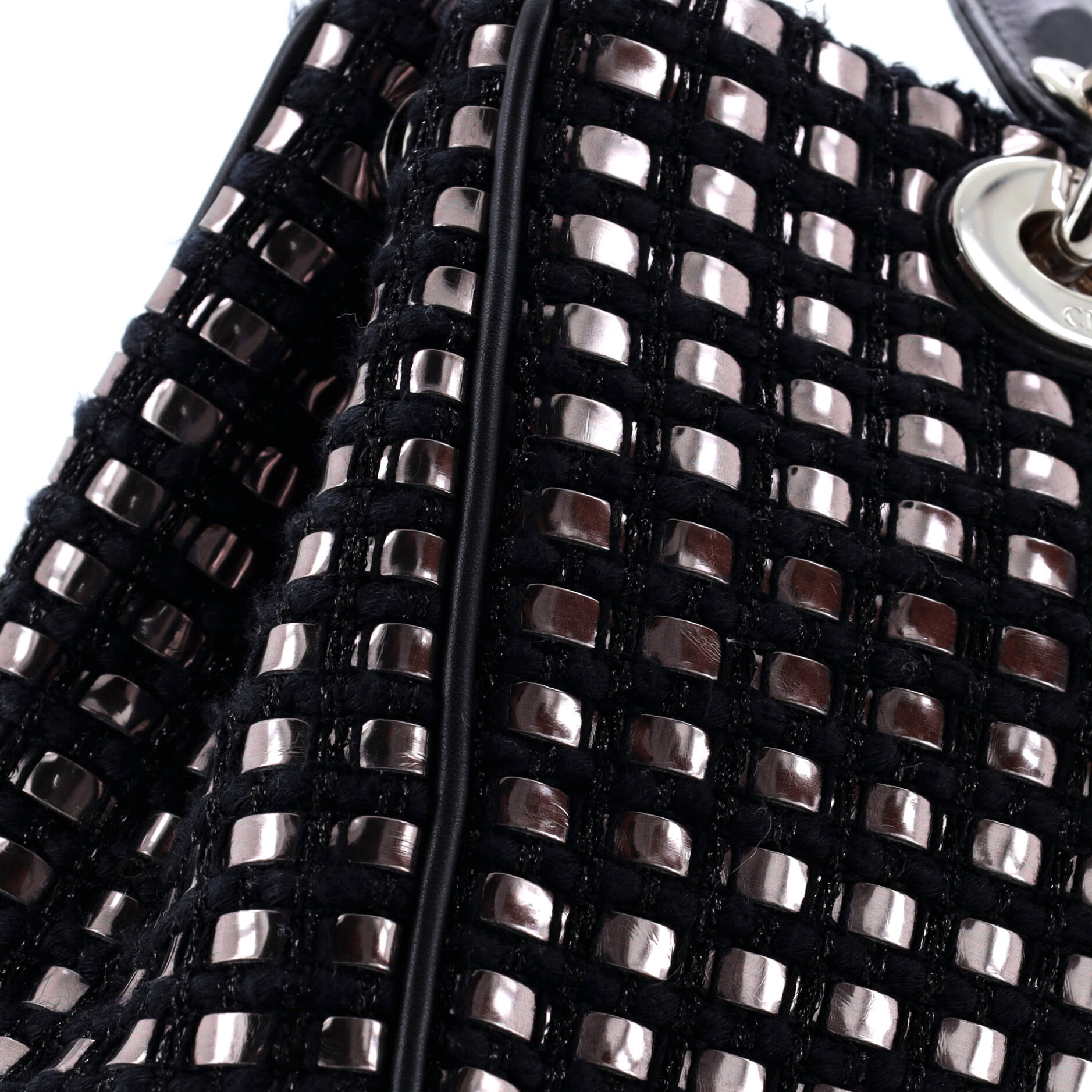 Pre-Loved Christian Dior Diorissimo Tote Patch Embellished Metallic Tweed Mini - Image 6