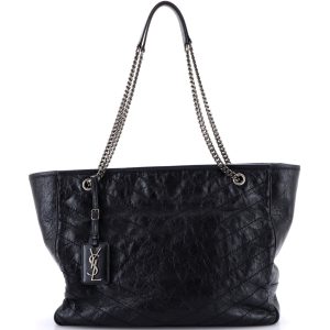 Pre-Loved Saint Laurent Niki Zip Shopping Tote Matelasse Chevron Leather Large