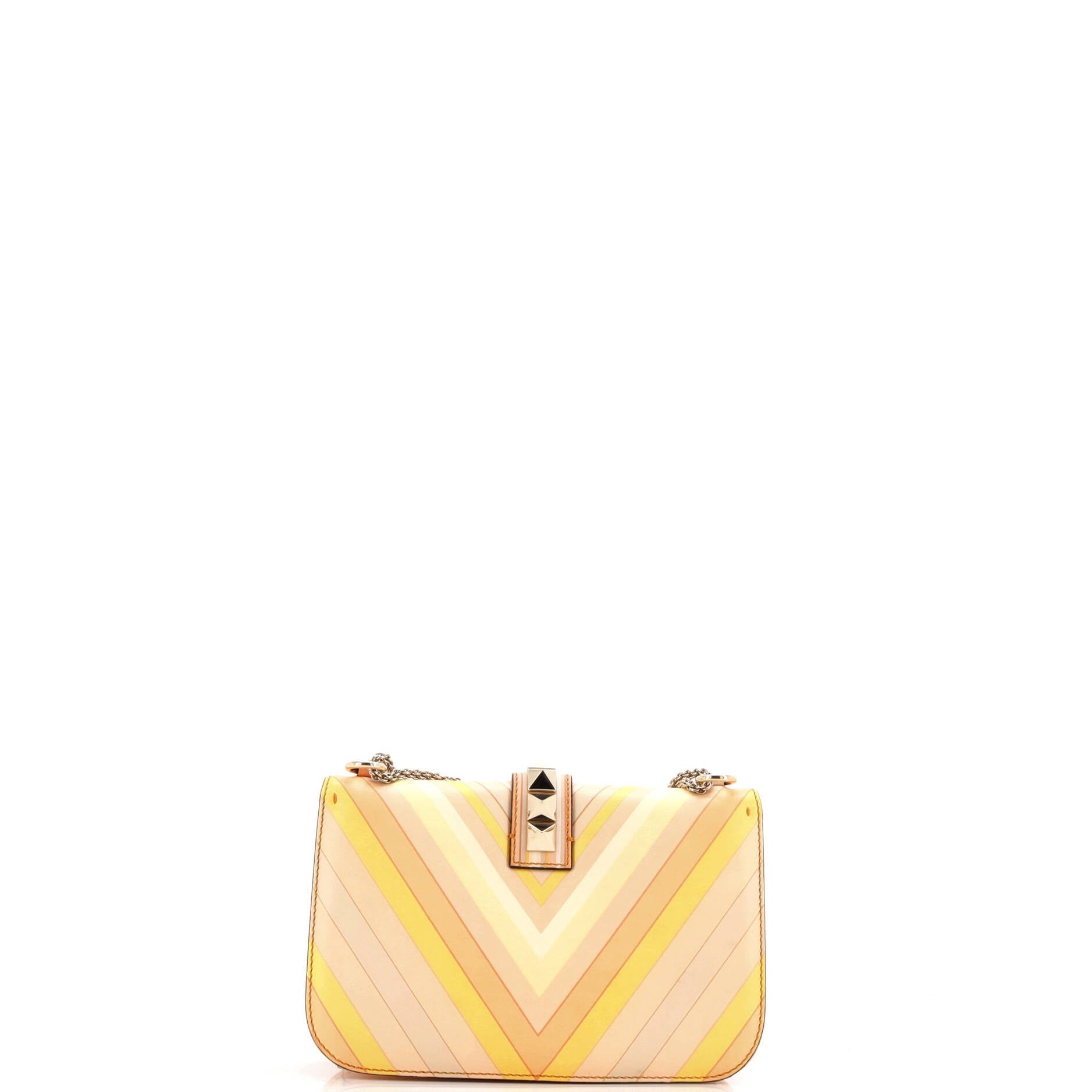 Pre-Loved Valentino 1973 Glam Lock Shoulder Bag Striped Leather Medium - Image 3