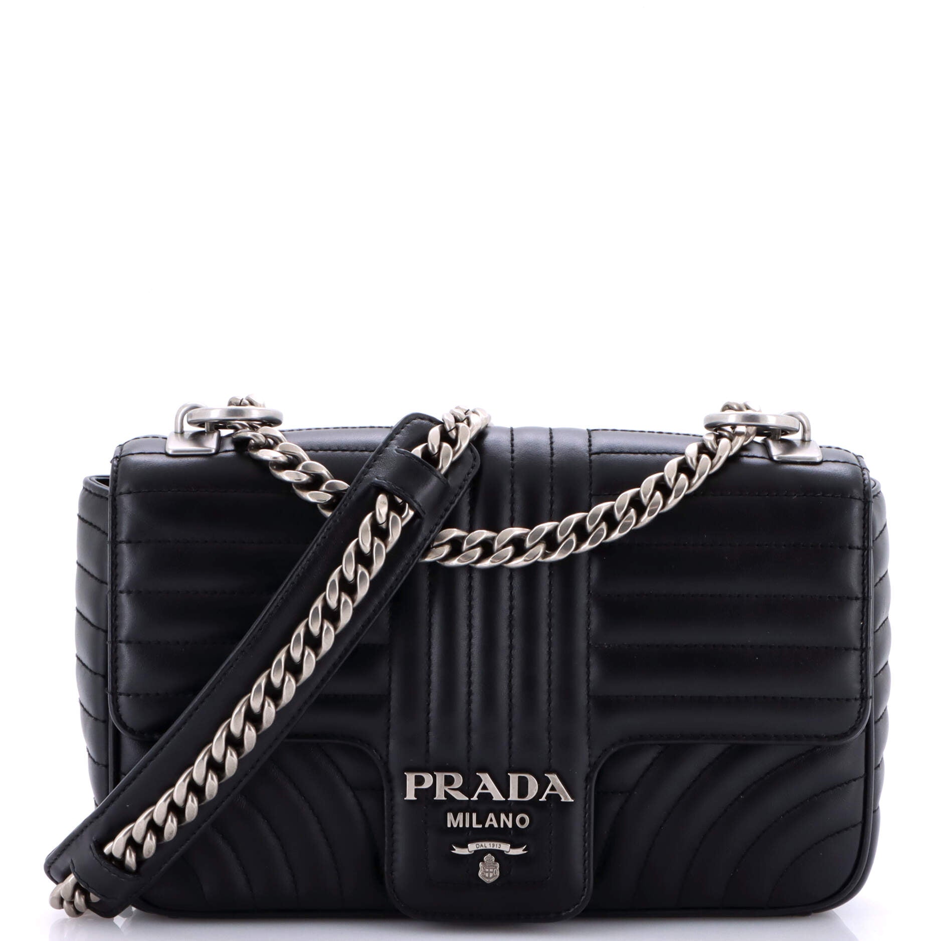 Pre-Loved Prada Chain Flap Shoulder Bag Diagramme Quilted Leather Medium
