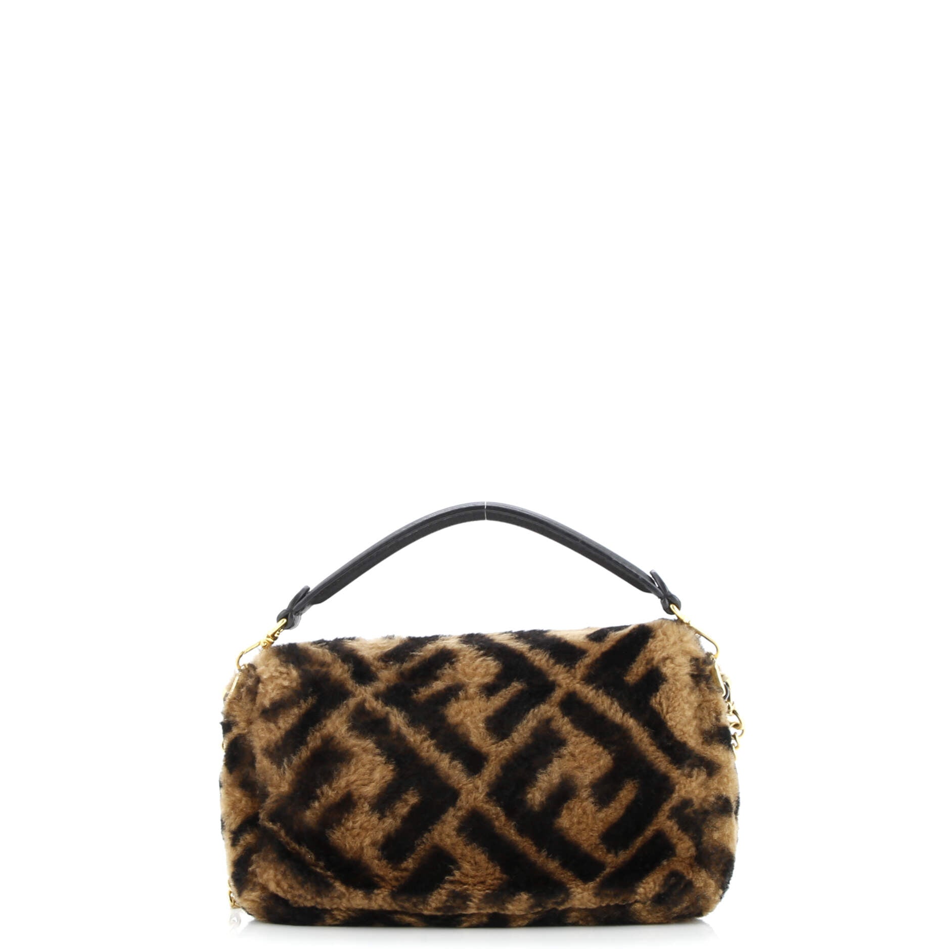Pre-Loved Fendi Baguette NM Bag Zucca Shearling Mini - Image 3