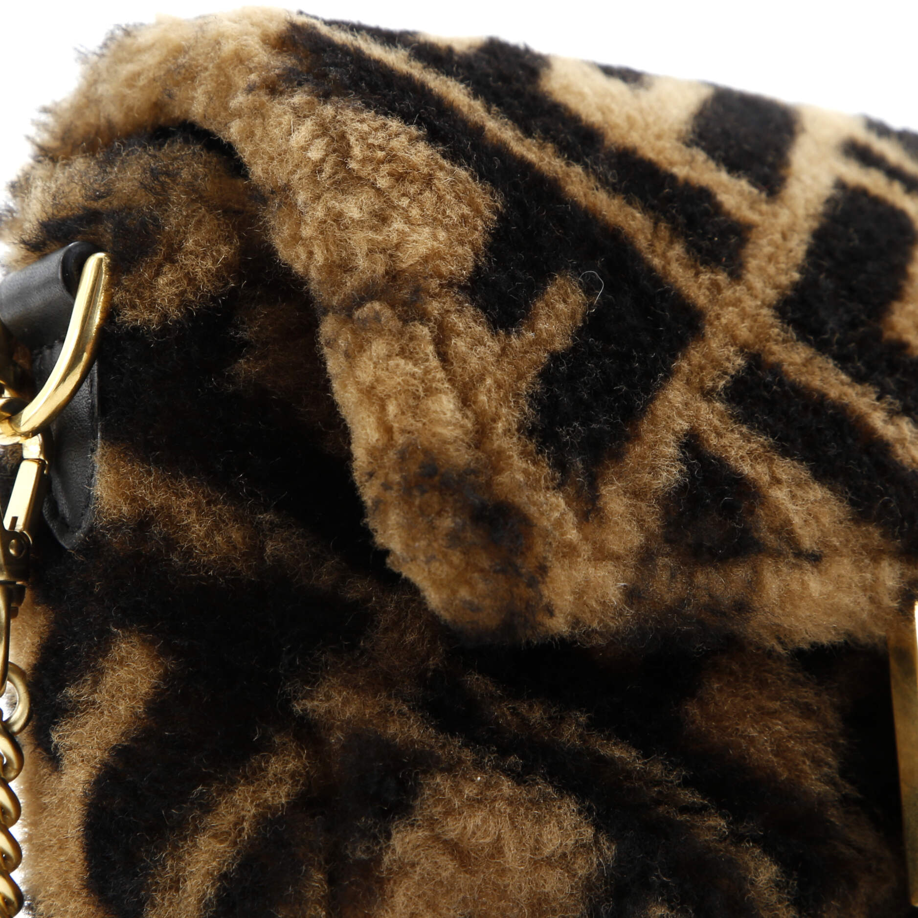 Pre-Loved Fendi Baguette NM Bag Zucca Shearling Mini - Image 7