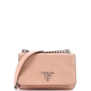 Pre-Loved Prada Chain Flap Crossbody Bag Saffiano and Soft Calf Small