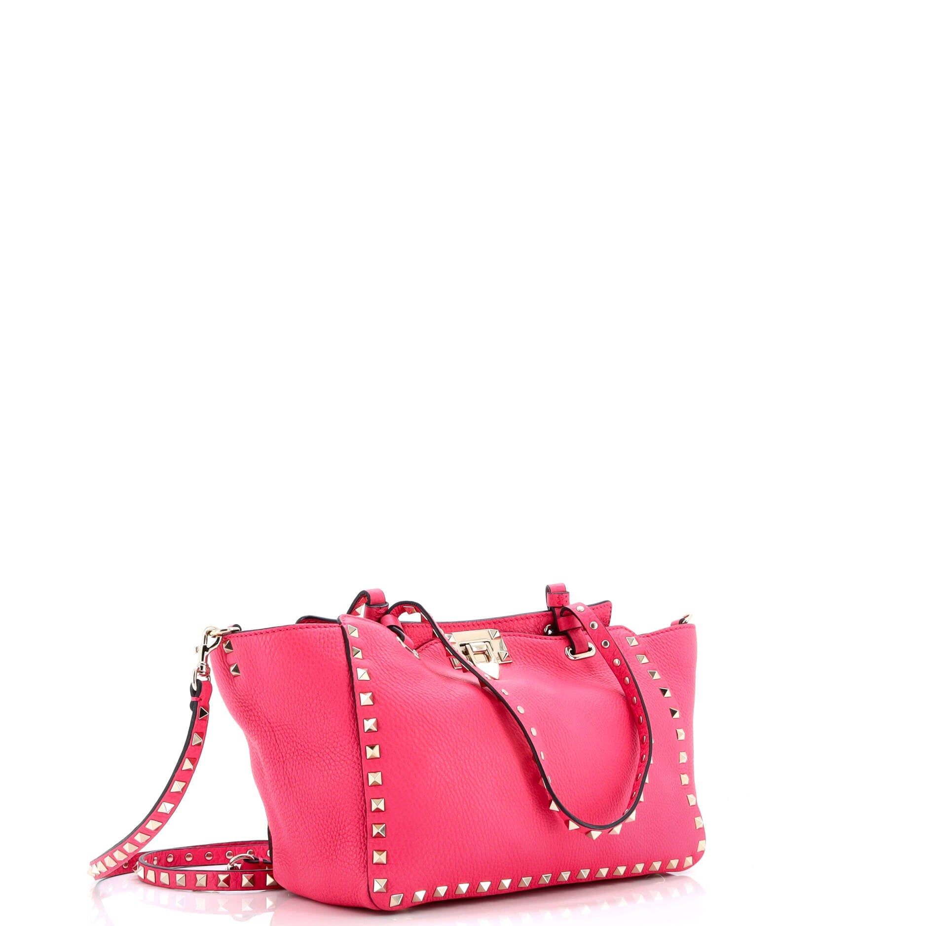 Pre-Loved Valentino Rockstud Tote Pebbled Leather Small - Image 2